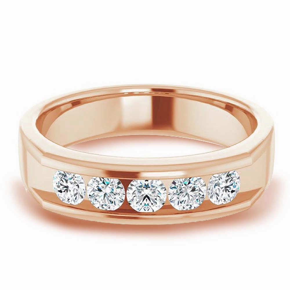 1.0 ctw Channel Set Round Diamond Men's Ring