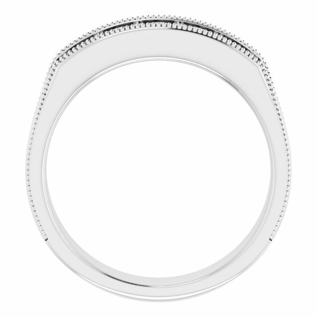 1.0 ctw Round Diamond Milgrain Accent Men's Ring