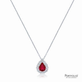 1.14ct Ruby and Diamond White Gold Necklace