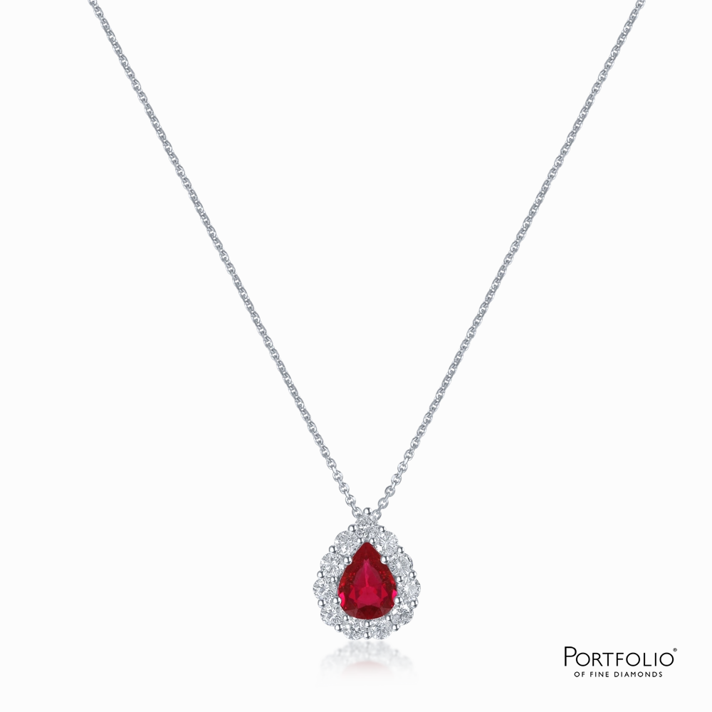 1.14ct Ruby and Diamond White Gold Necklace