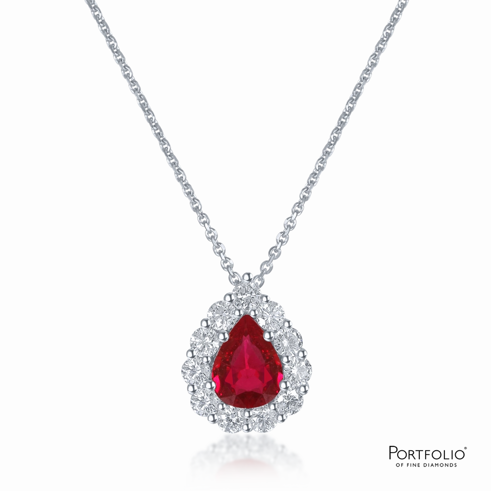 1.14ct Ruby and Diamond White Gold Necklace