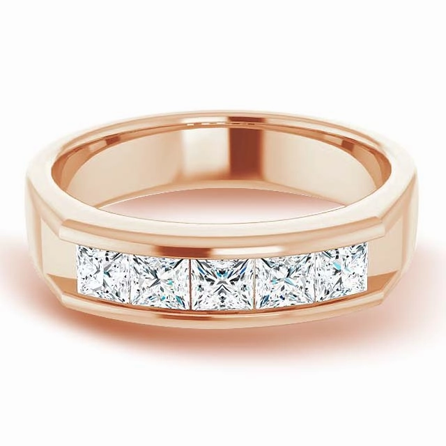 1.50 ctw Channel Set Princess Cut Diamond Men's Ring Five Stone