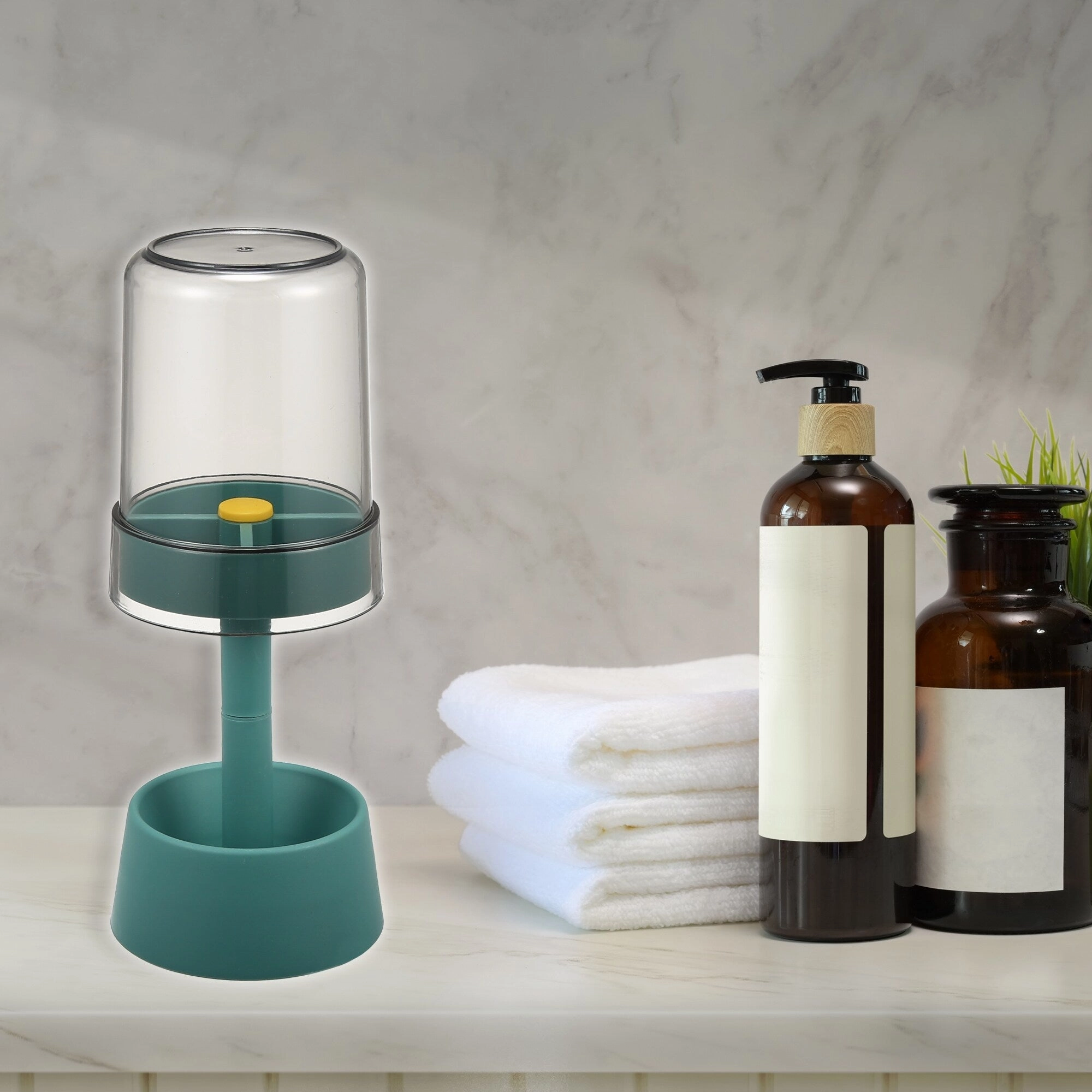 1Pc Toothbrush Holder Stand with Cover PP for Bathroom 8.66"x2.99"