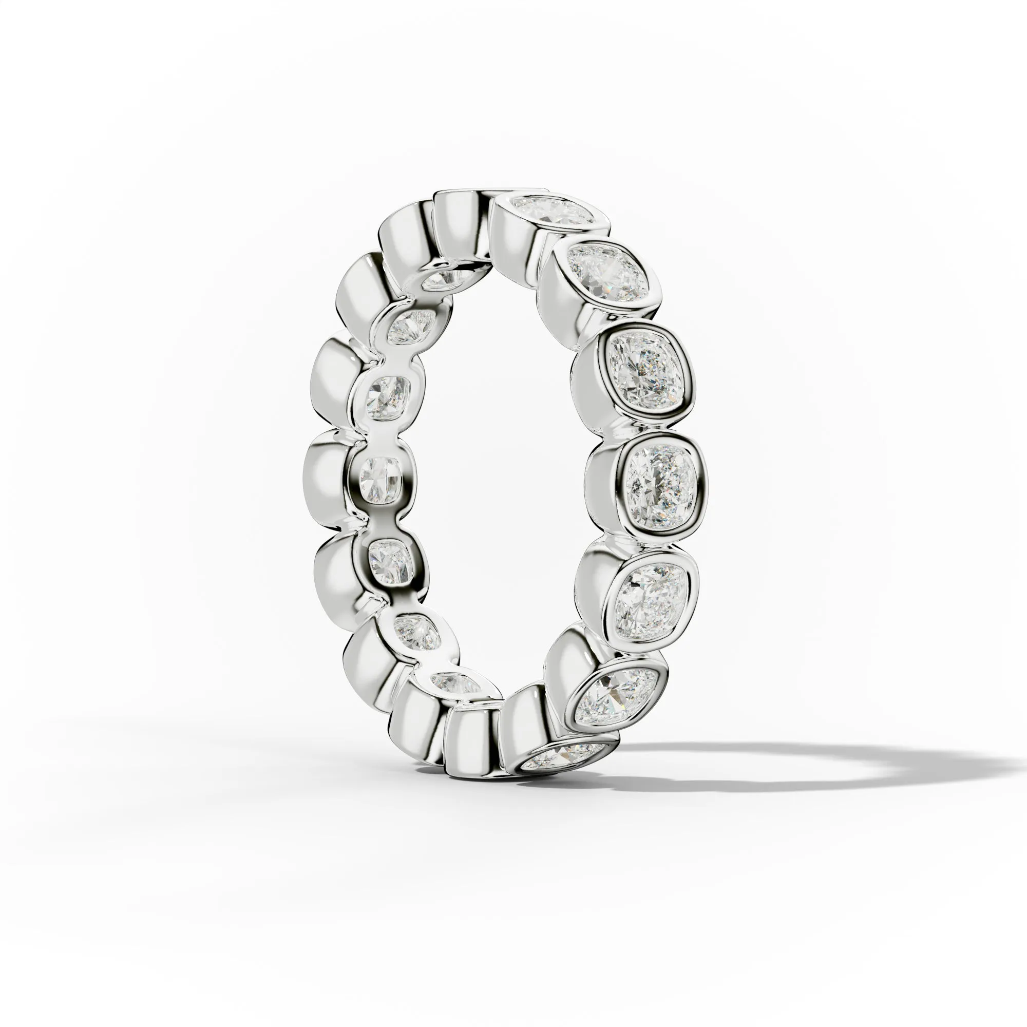 2.0 Carat Bezel Set Cushion Cut Diamond Eternity Band