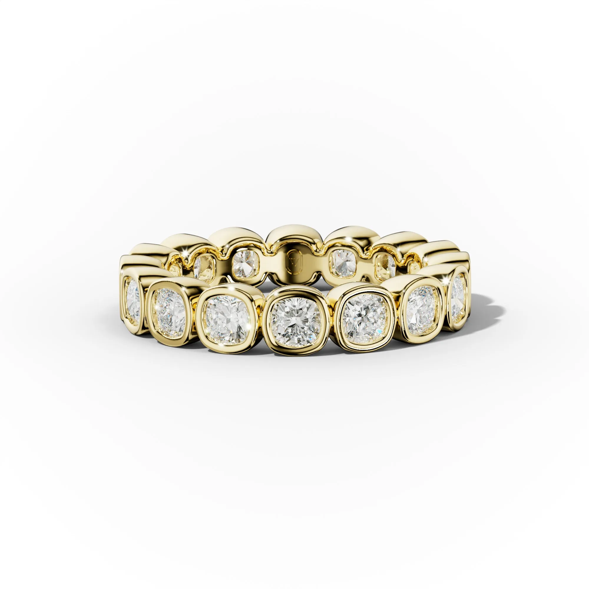 2.0 Carat Bezel Set Cushion Cut Diamond Eternity Band