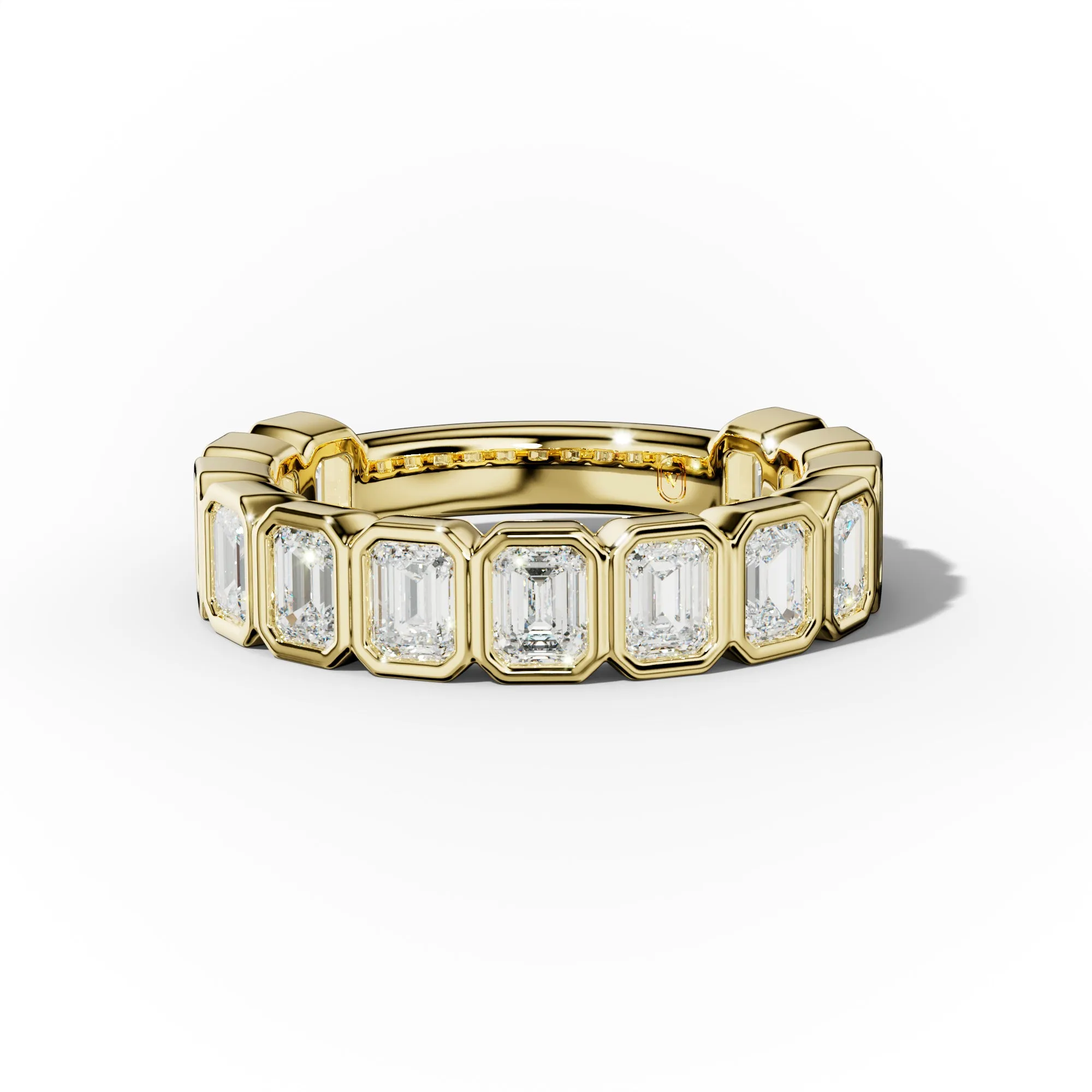 2.0 Carat Bezel Set Emerald Cut Diamond 3/4 Eternity Band