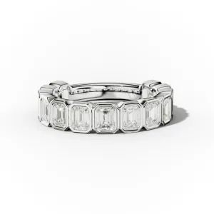2.0 Carat Bezel Set Emerald Cut Diamond 3/4 Eternity Band