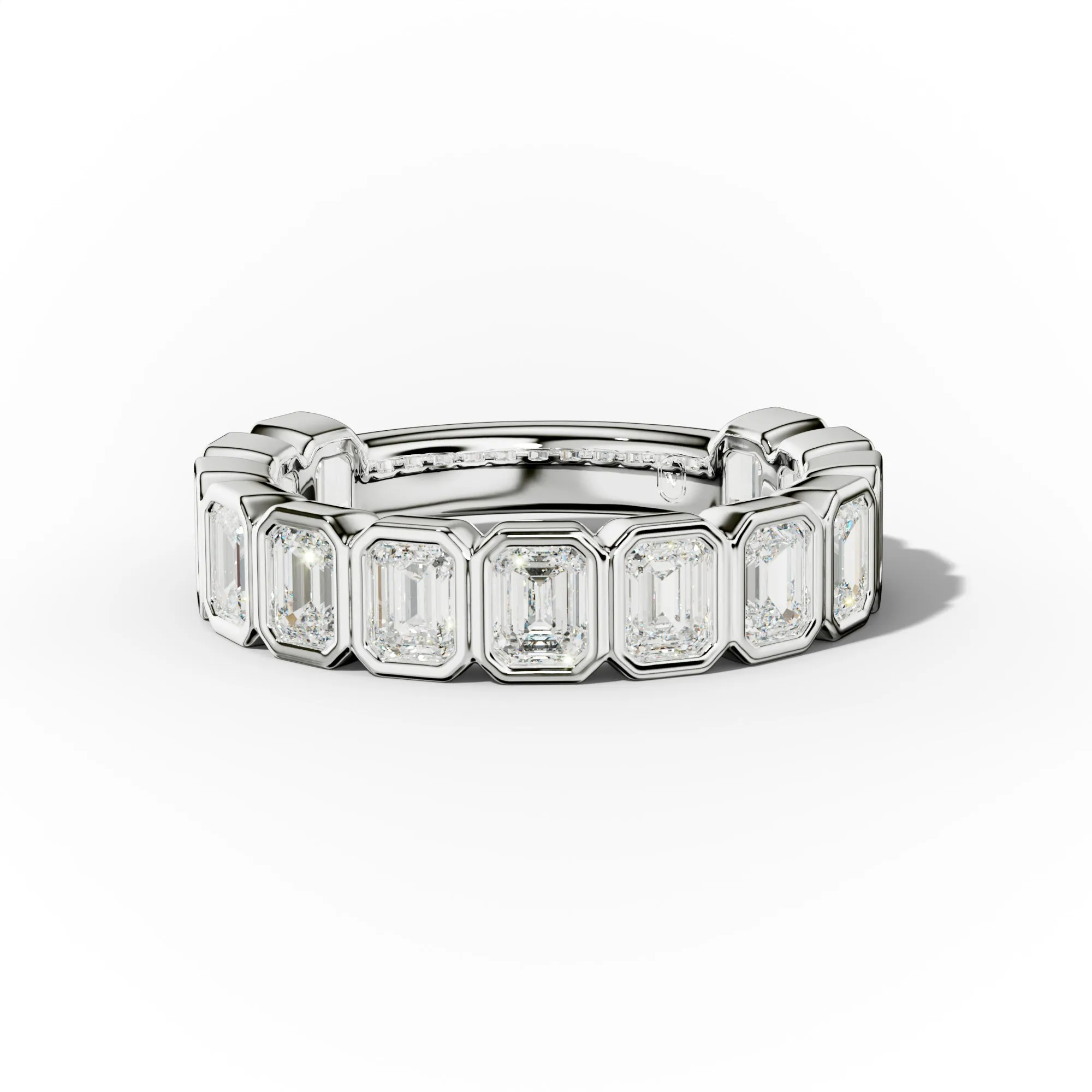 2.0 Carat Bezel Set Emerald Cut Diamond 3/4 Eternity Band