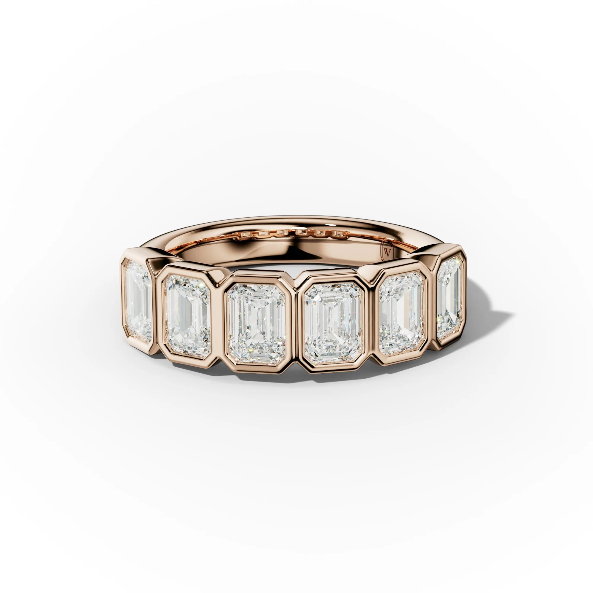 2.0 Carat Bezel Set Emerald Cut Diamond Anniversary Band