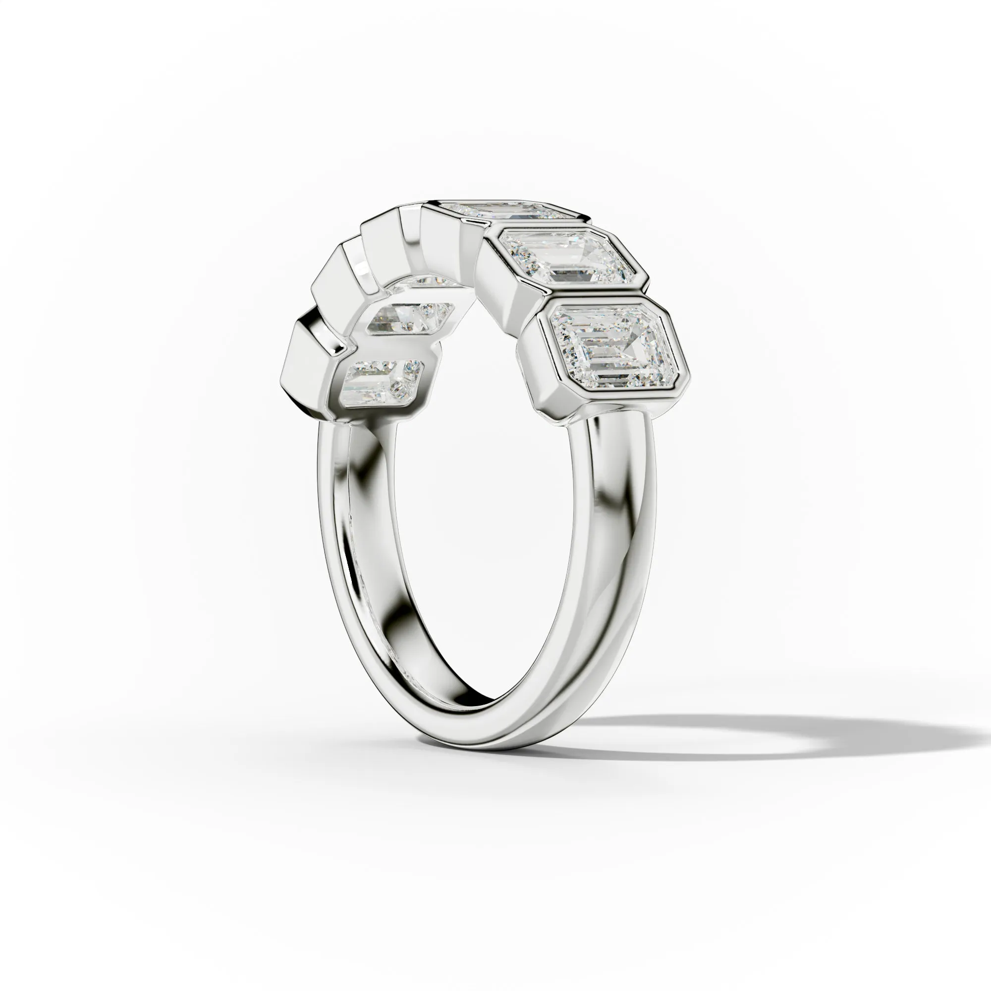 2.0 Carat Bezel Set Emerald Cut Diamond Anniversary Band