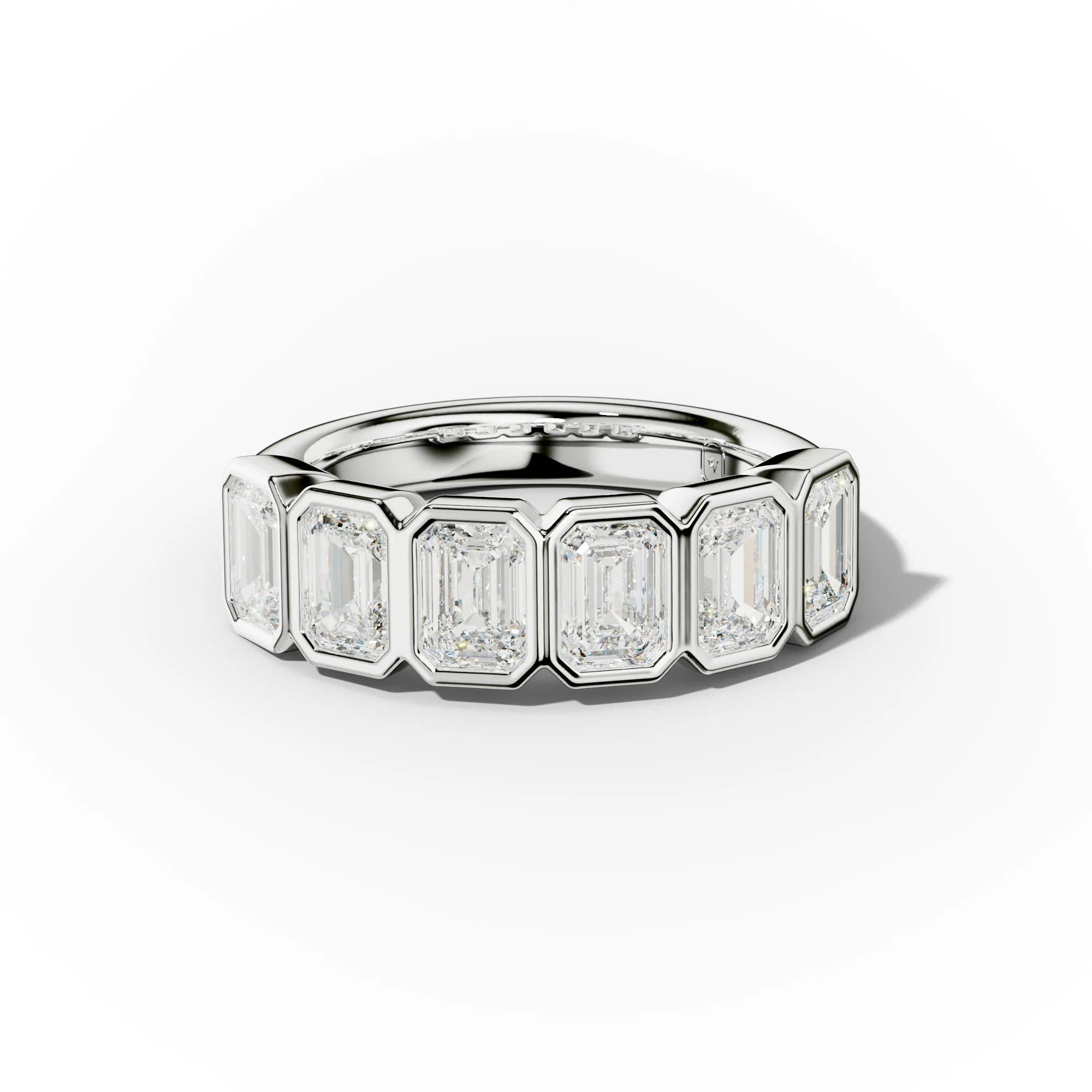 2.0 Carat Bezel Set Emerald Cut Diamond Anniversary Band