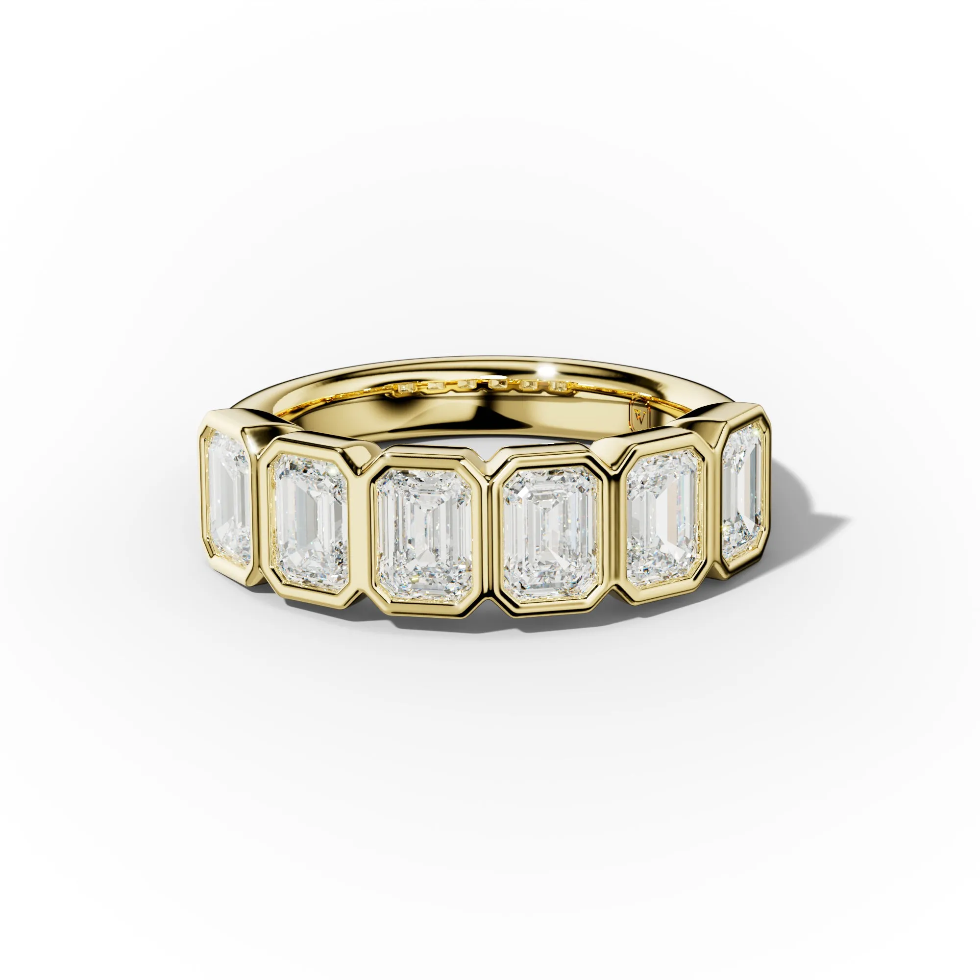 2.0 Carat Bezel Set Emerald Cut Diamond Anniversary Band