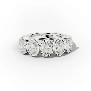 2.0 Carat Bezel Set Oval Diamond Five Stone Band