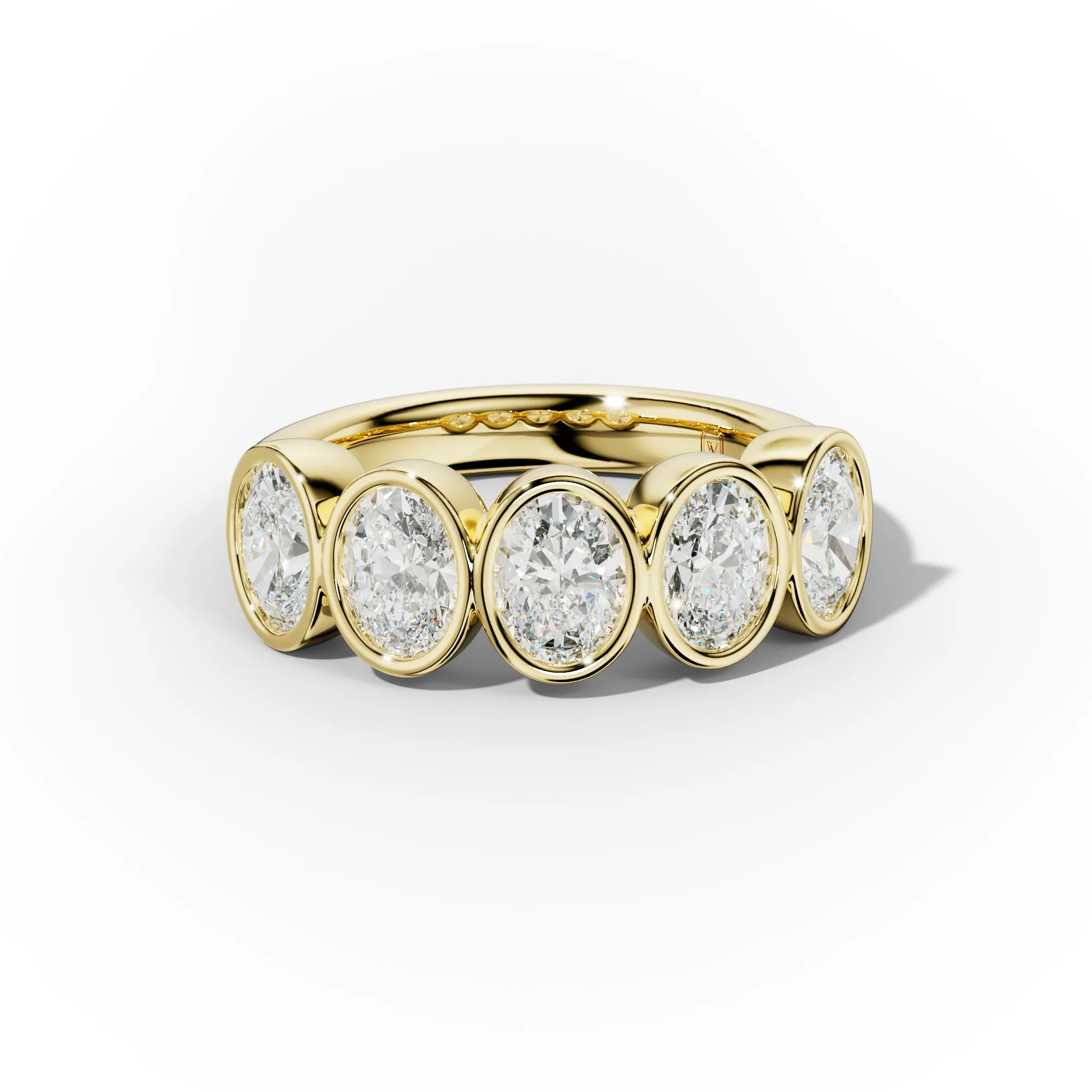 2.0 Carat Bezel Set Oval Diamond Five Stone Band