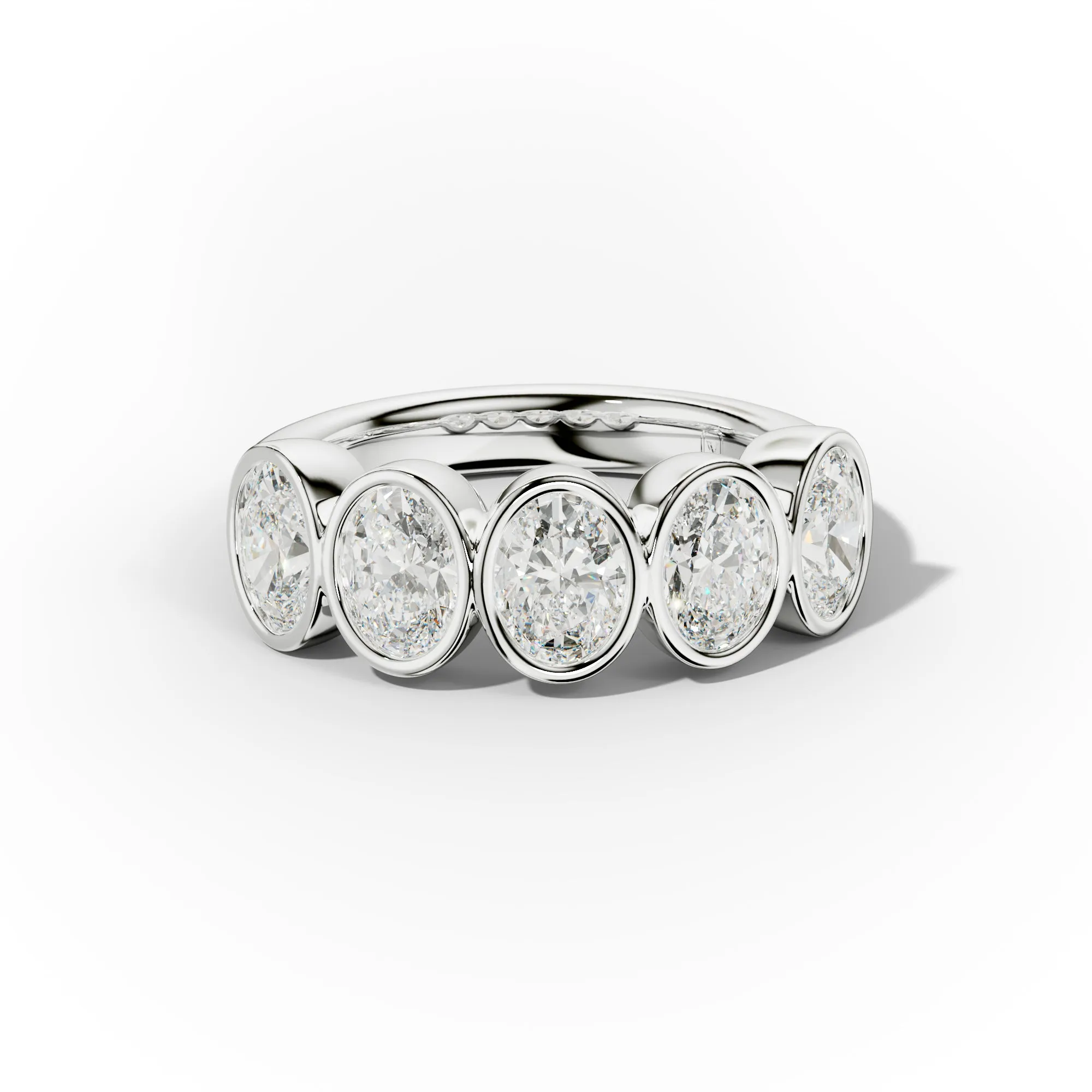 2.0 Carat Bezel Set Oval Diamond Five Stone Band