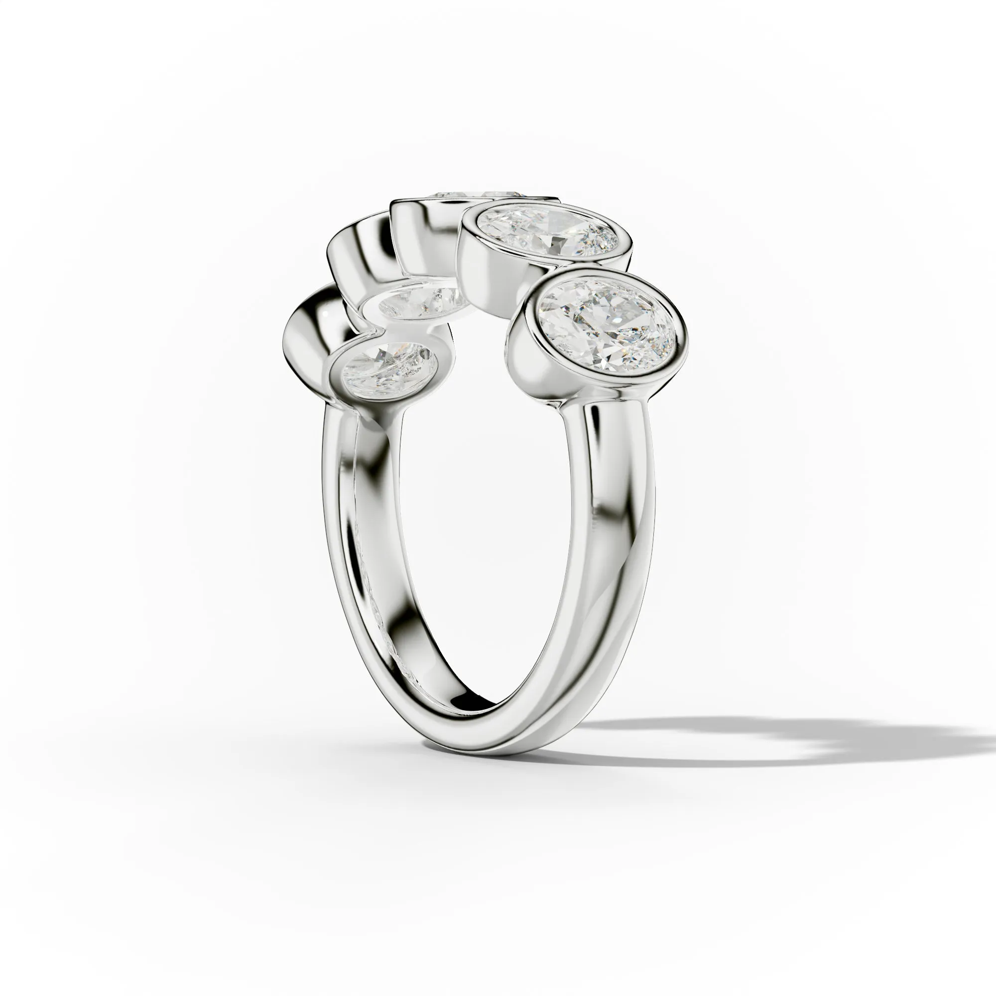 2.0 Carat Bezel Set Oval Diamond Five Stone Band