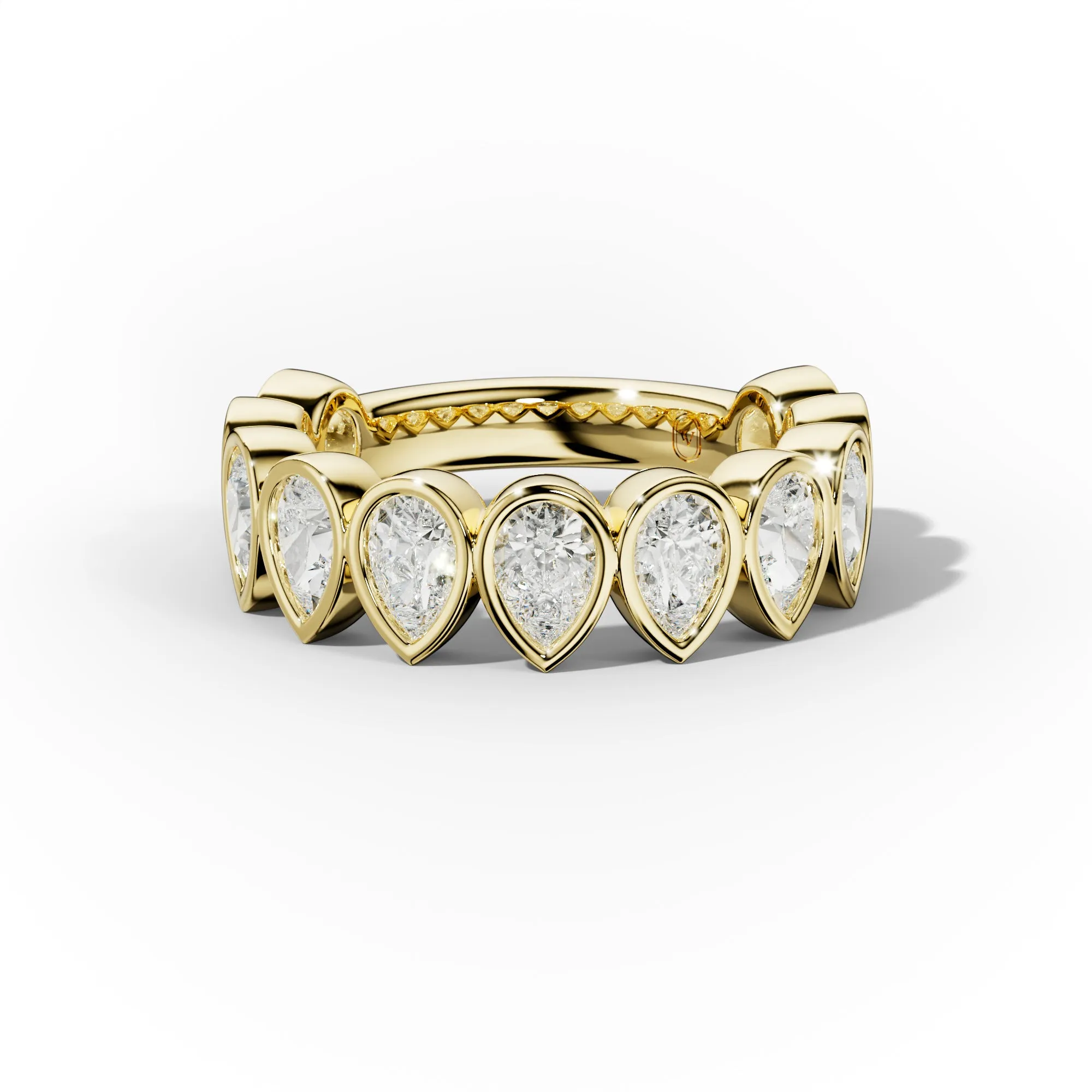2.0 Carat Bezel Set Pear Shape Diamond Anniversary Band