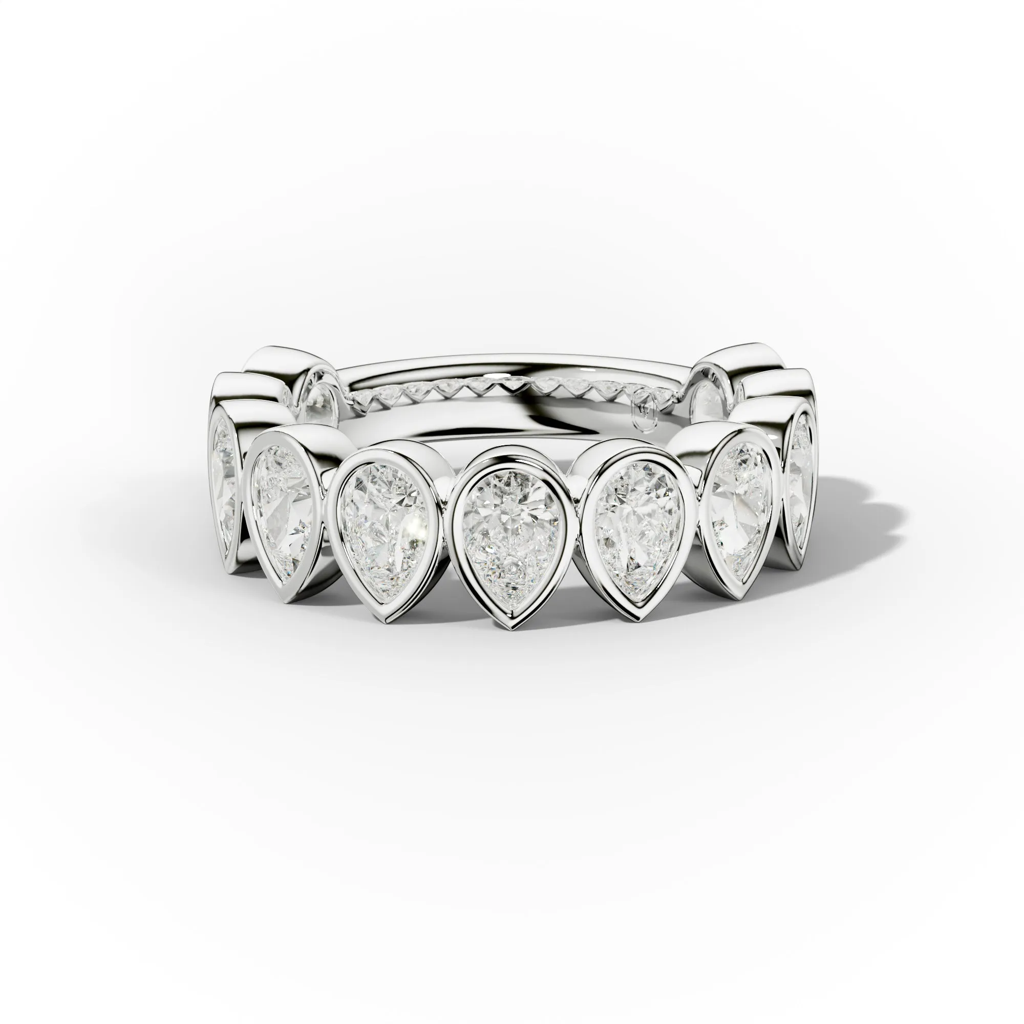 2.0 Carat Bezel Set Pear Shape Diamond Anniversary Band