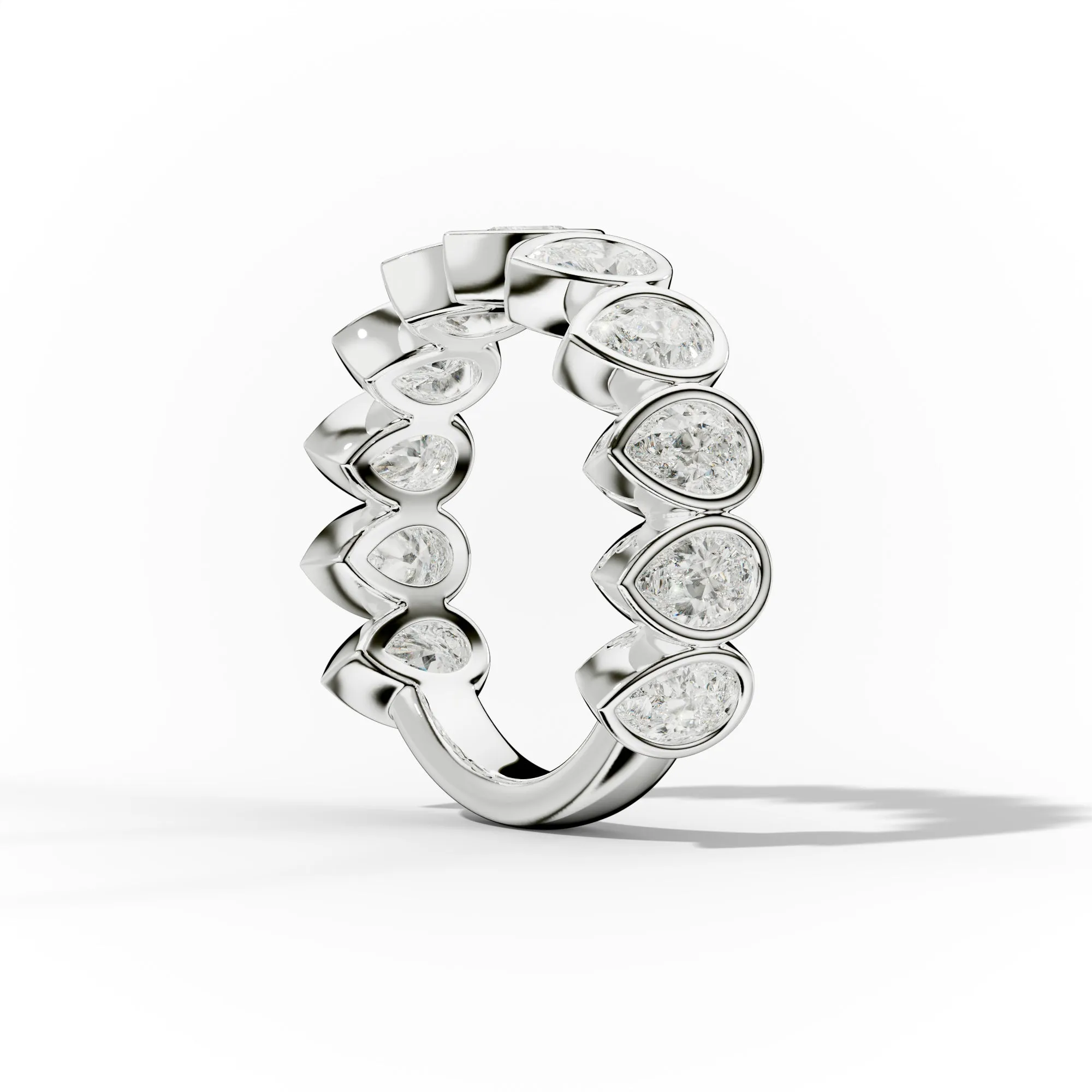 2.0 Carat Bezel Set Pear Shape Diamond Anniversary Band