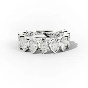 2.0 Carat Bezel Set Pear Shape Diamond Anniversary Band