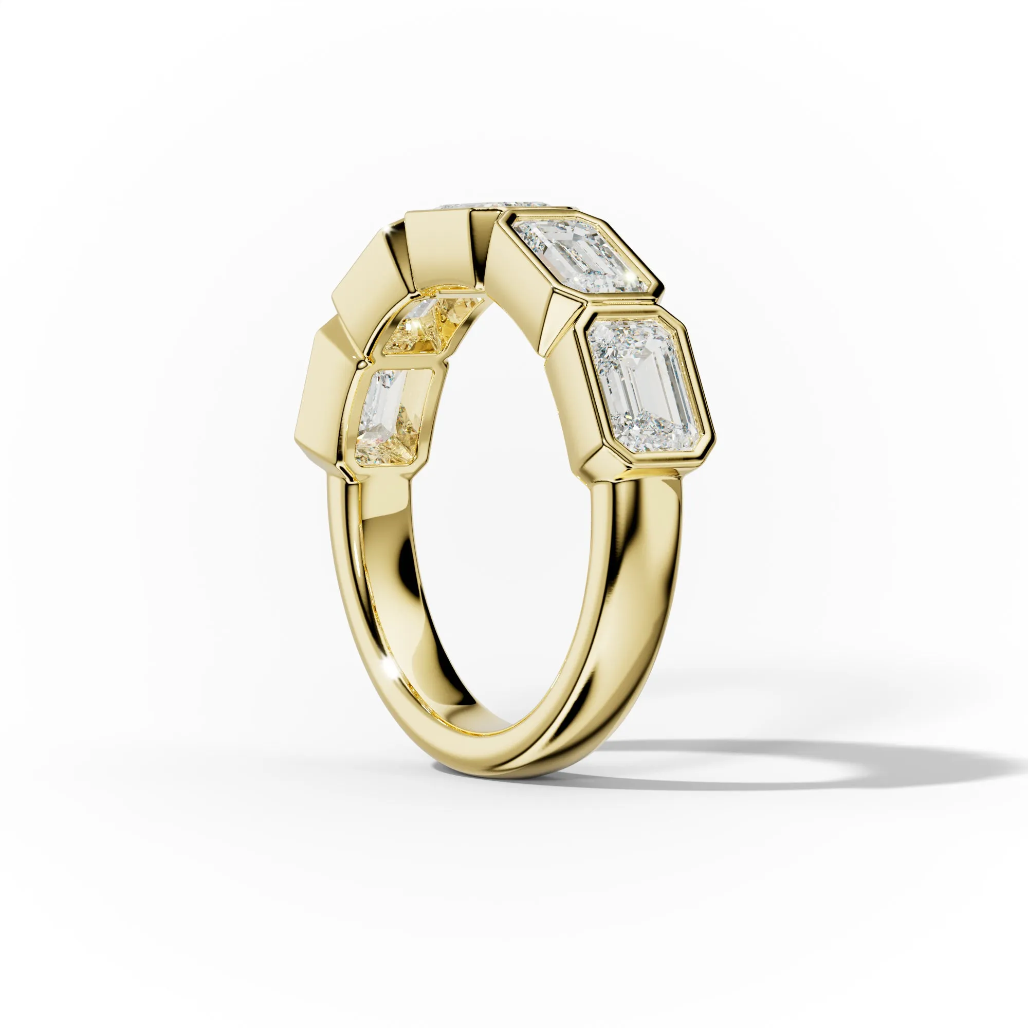 2.0 Carat East West Emerald Cut Bezel Set Diamond Anniversary Band
