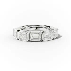 2.0 Carat East West Emerald Cut Bezel Set Diamond Anniversary Band
