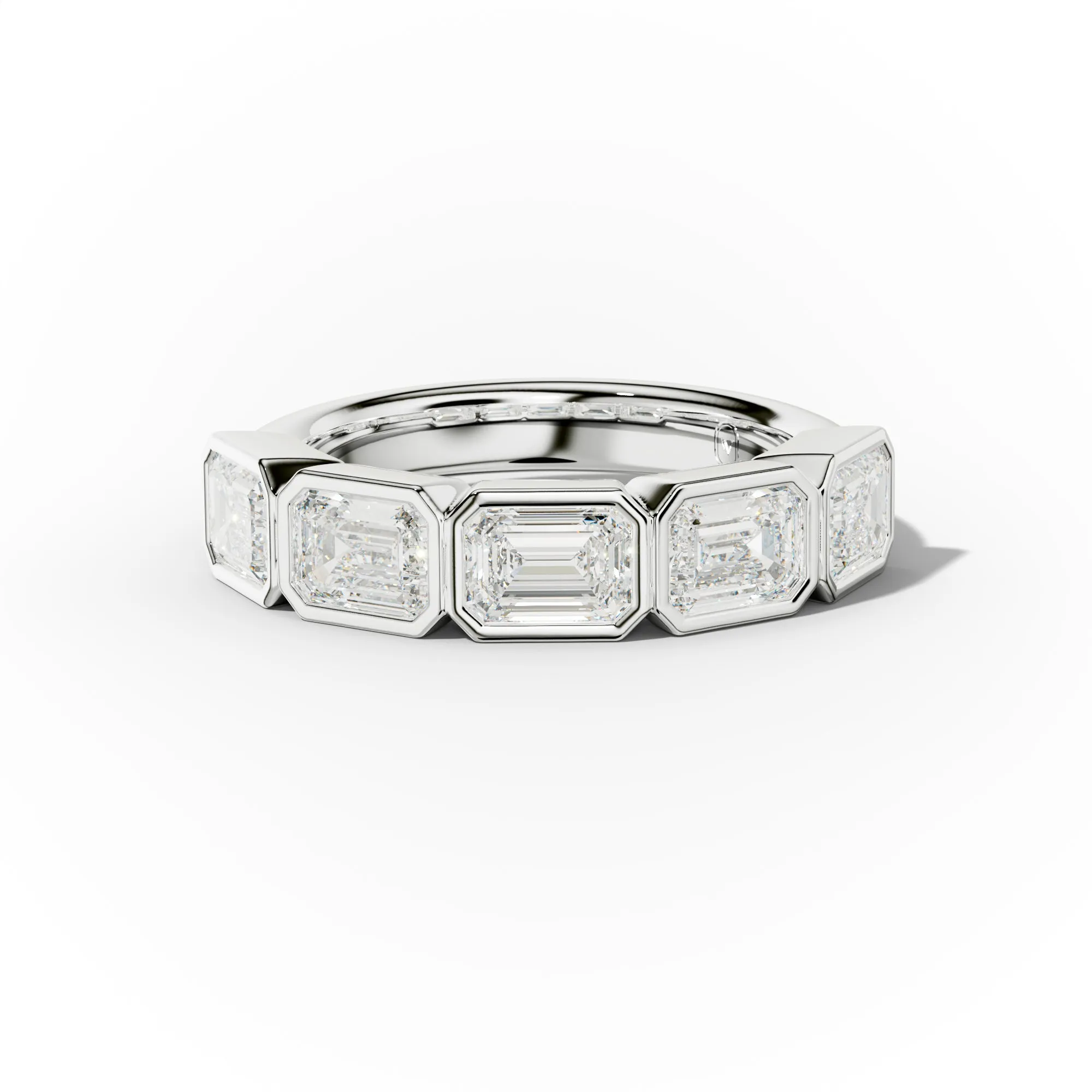2.0 Carat East West Emerald Cut Bezel Set Diamond Anniversary Band