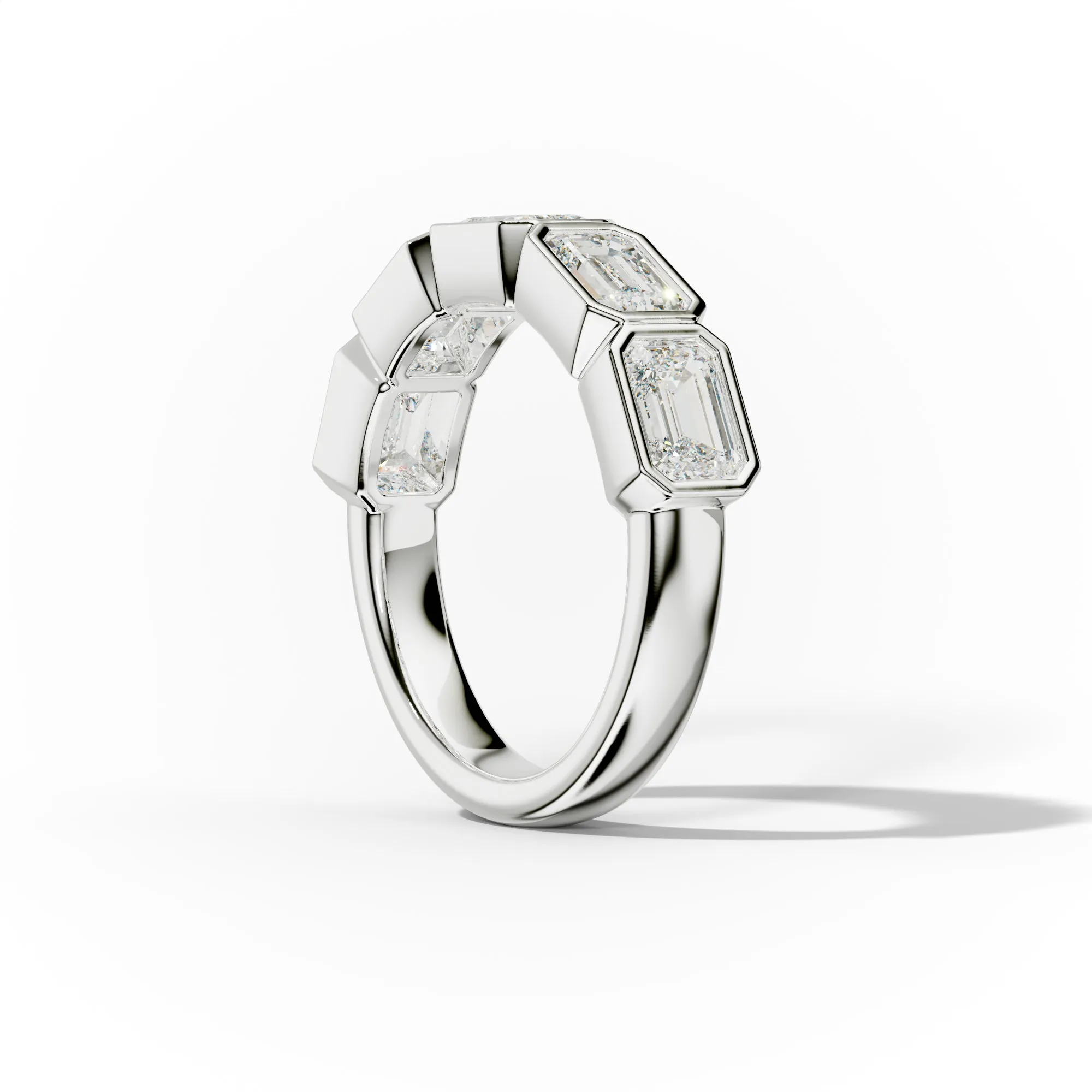 2.0 Carat East West Emerald Cut Bezel Set Diamond Anniversary Band