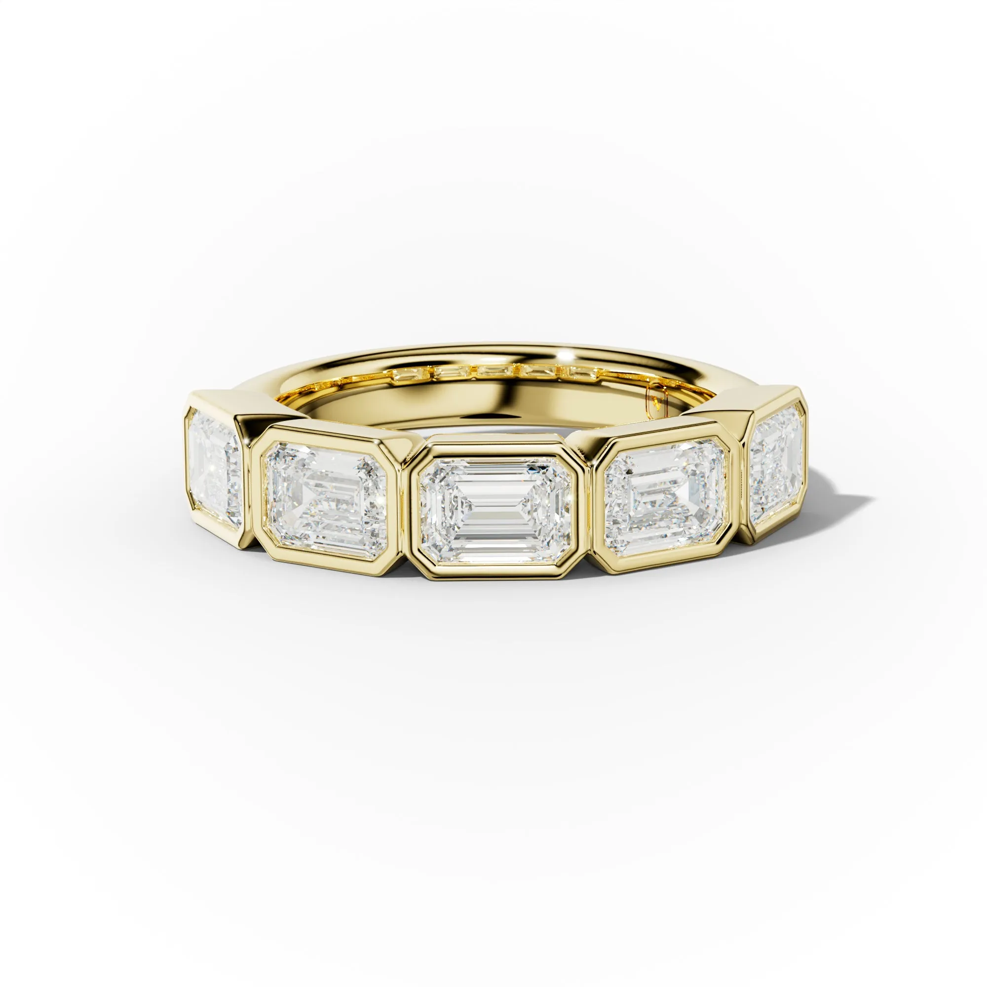 2.0 Carat East West Emerald Cut Bezel Set Diamond Anniversary Band