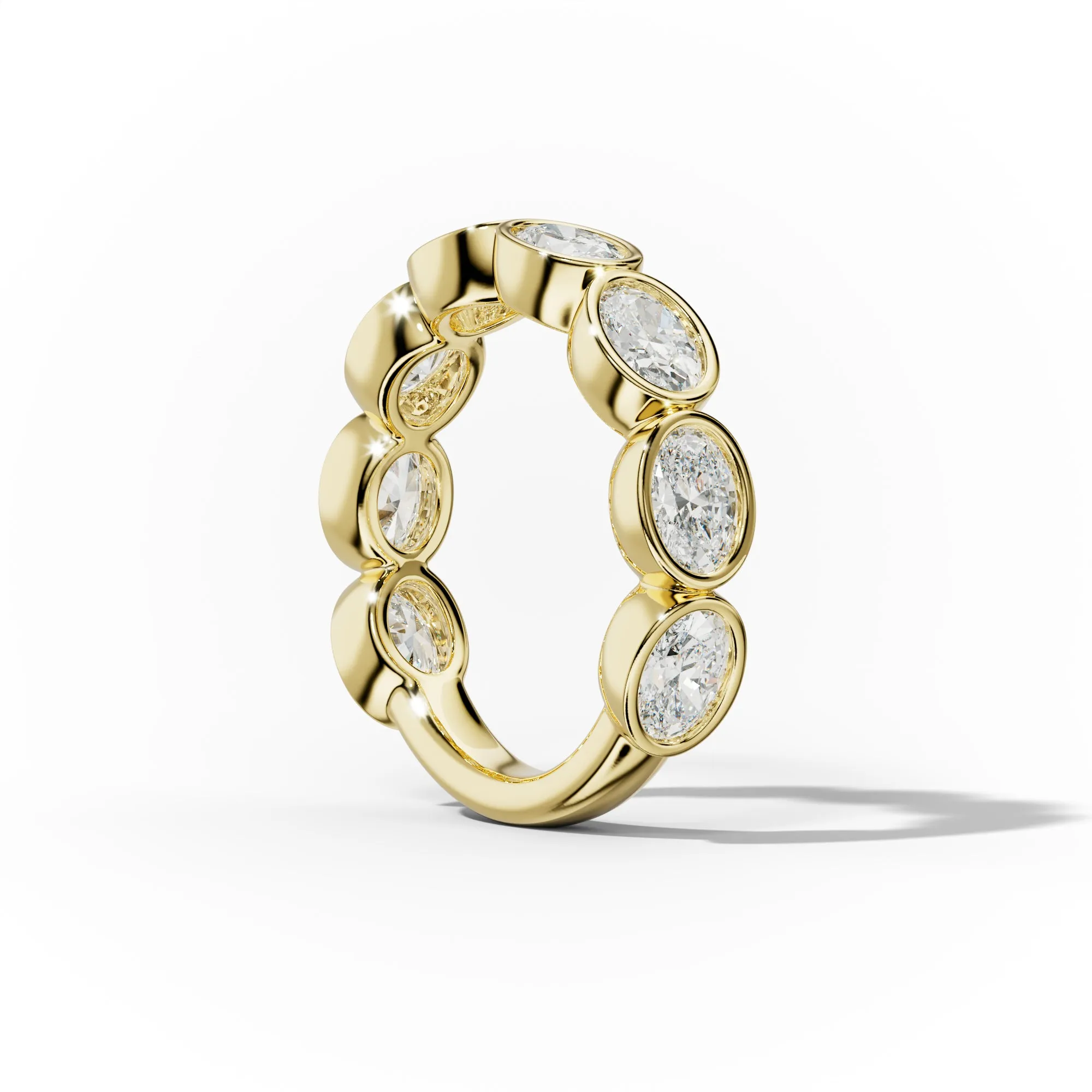 2.0 Carat East West Oval Cut Bezel Set Diamond Anniversary Band