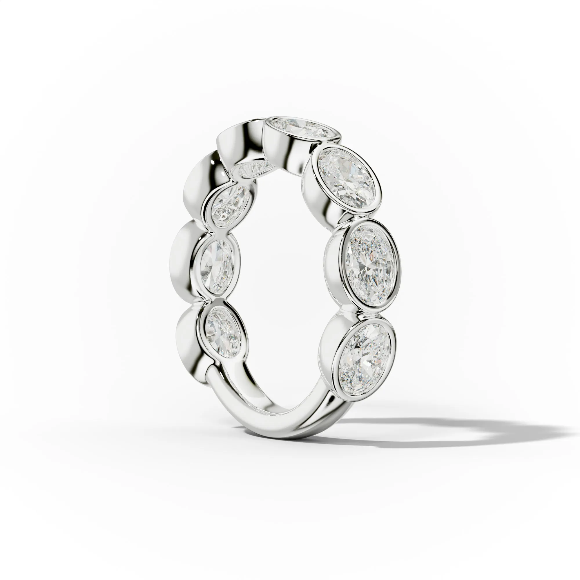 2.0 Carat East West Oval Cut Bezel Set Diamond Anniversary Band