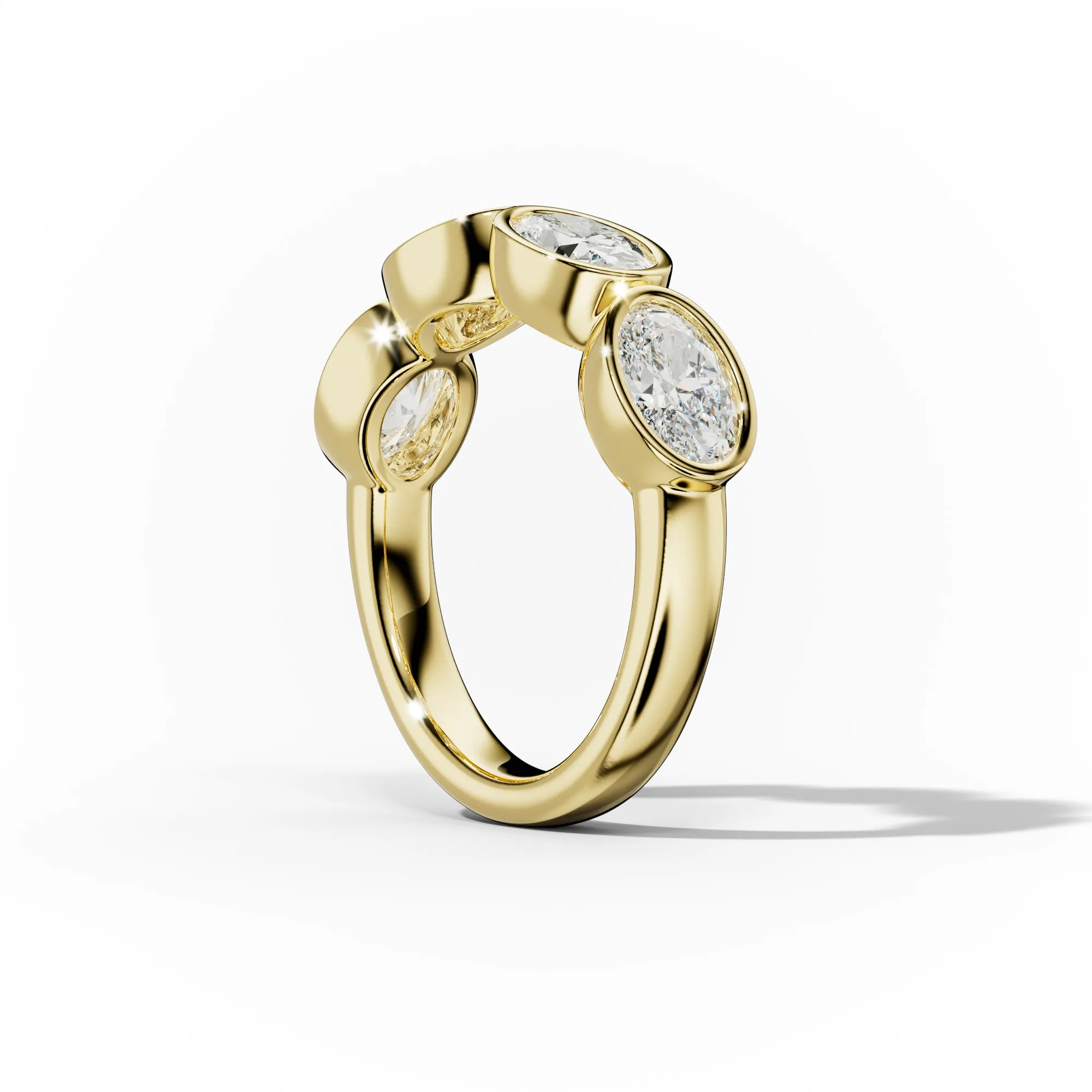 2.0 Carat East West Oval Cut Bezel Set Diamond Anniversary Band
