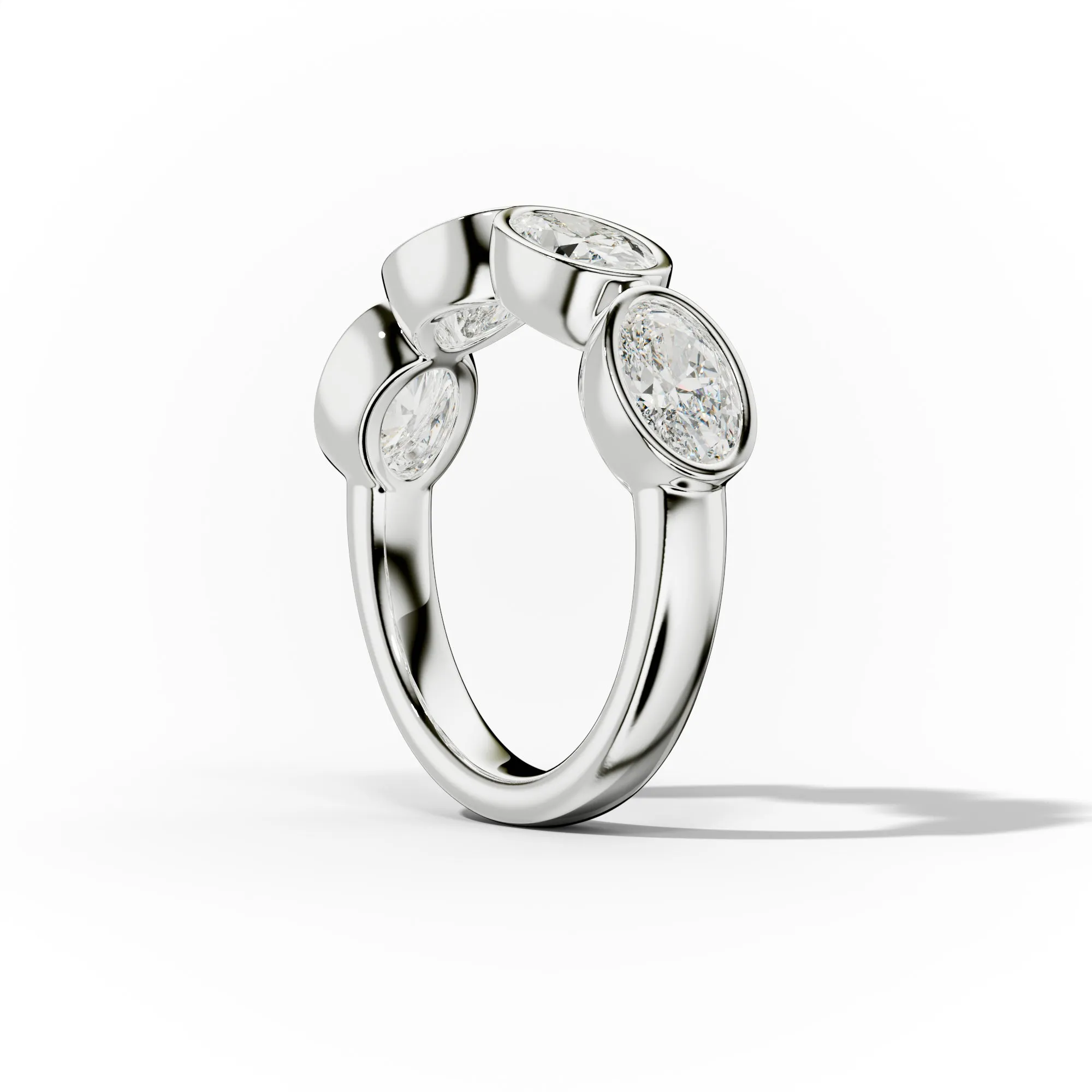 2.0 Carat East West Oval Cut Bezel Set Diamond Anniversary Band