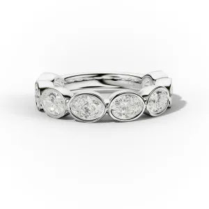 2.0 Carat East West Oval Cut Bezel Set Diamond Anniversary Band