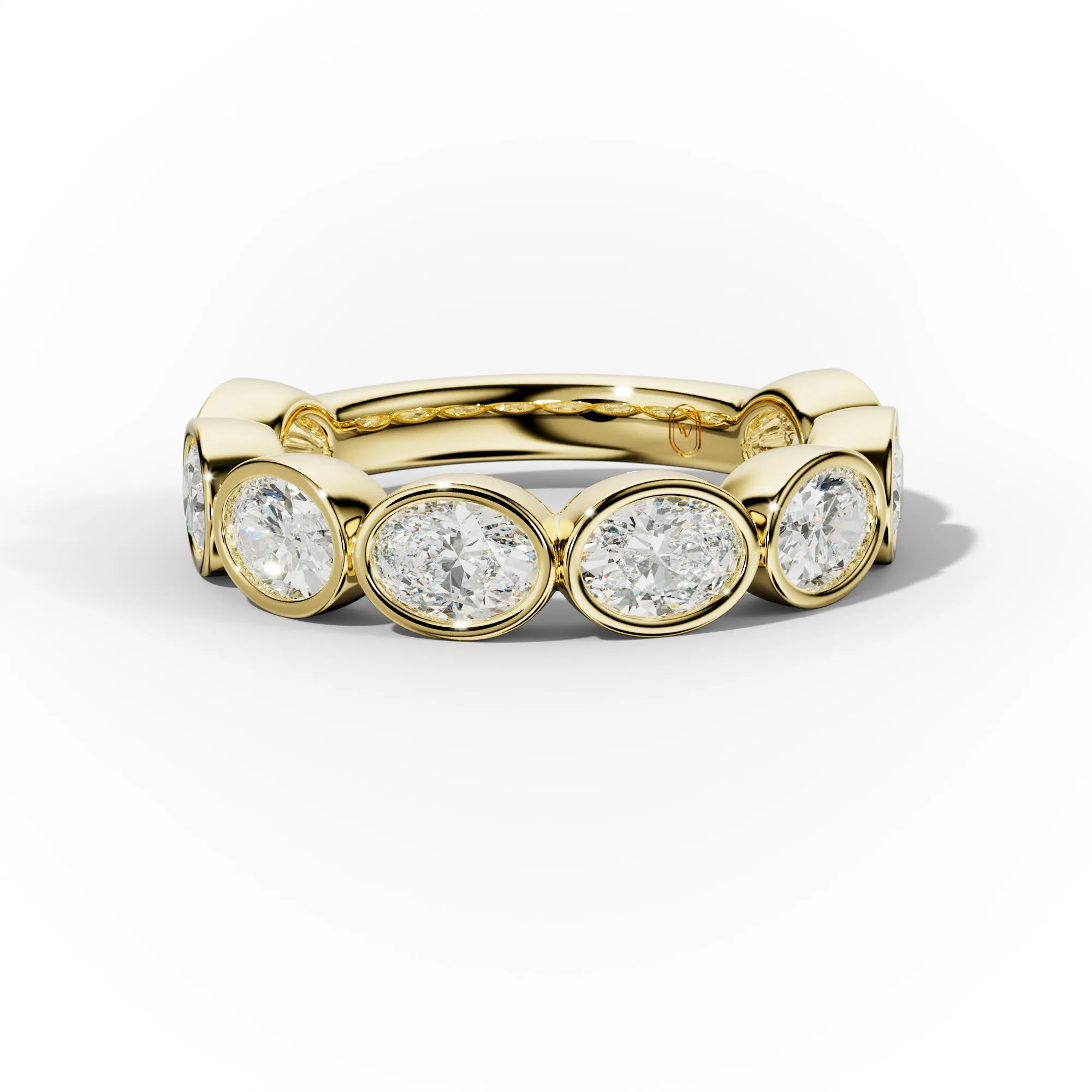 2.0 Carat East West Oval Cut Bezel Set Diamond Anniversary Band