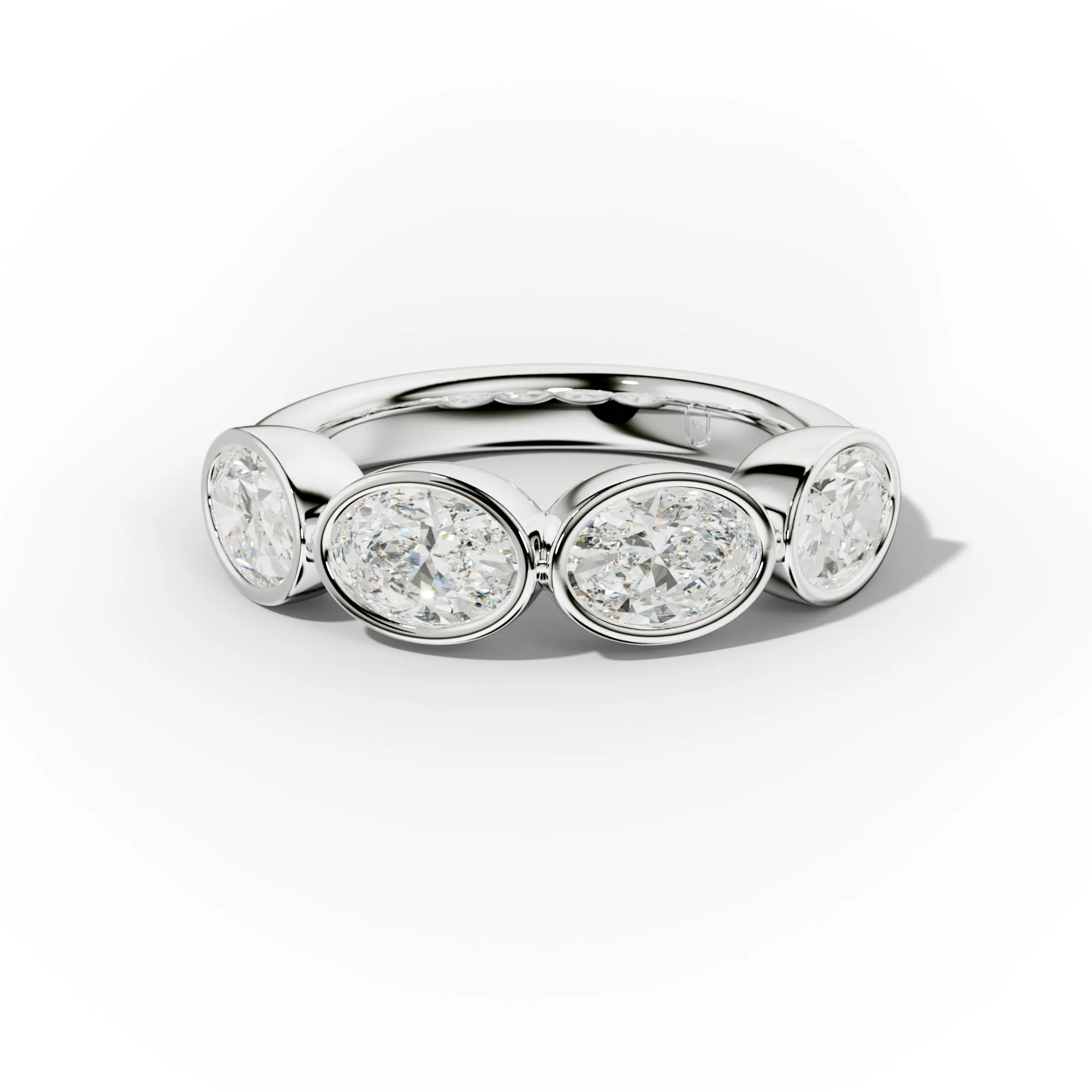 2.0 Carat East West Oval Cut Bezel Set Diamond Anniversary Band