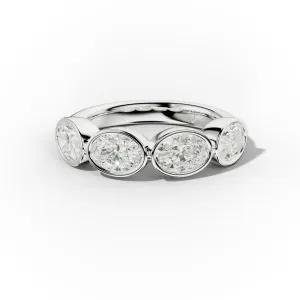 2.0 Carat East West Oval Cut Bezel Set Diamond Anniversary Band