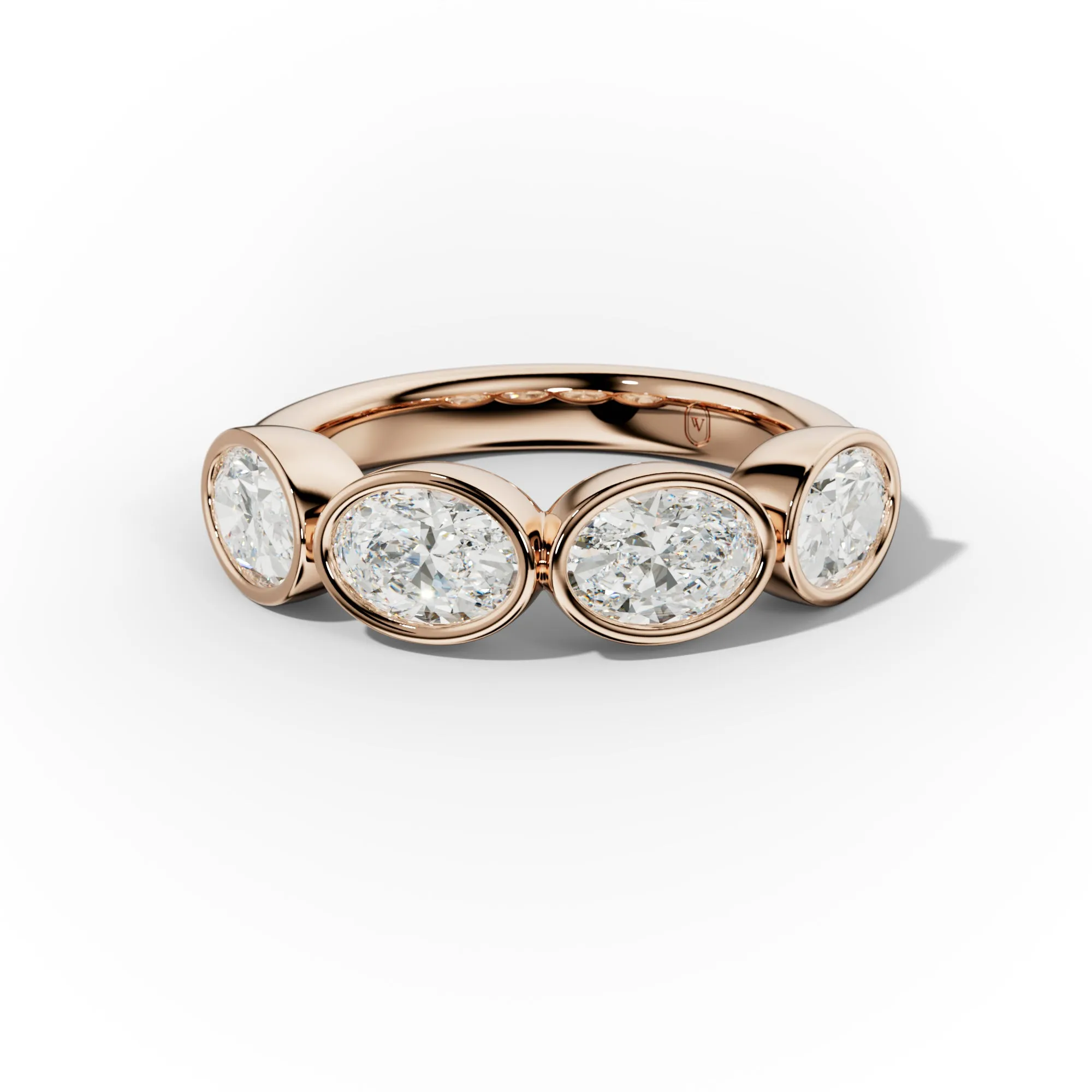 2.0 Carat East West Oval Cut Bezel Set Diamond Anniversary Band