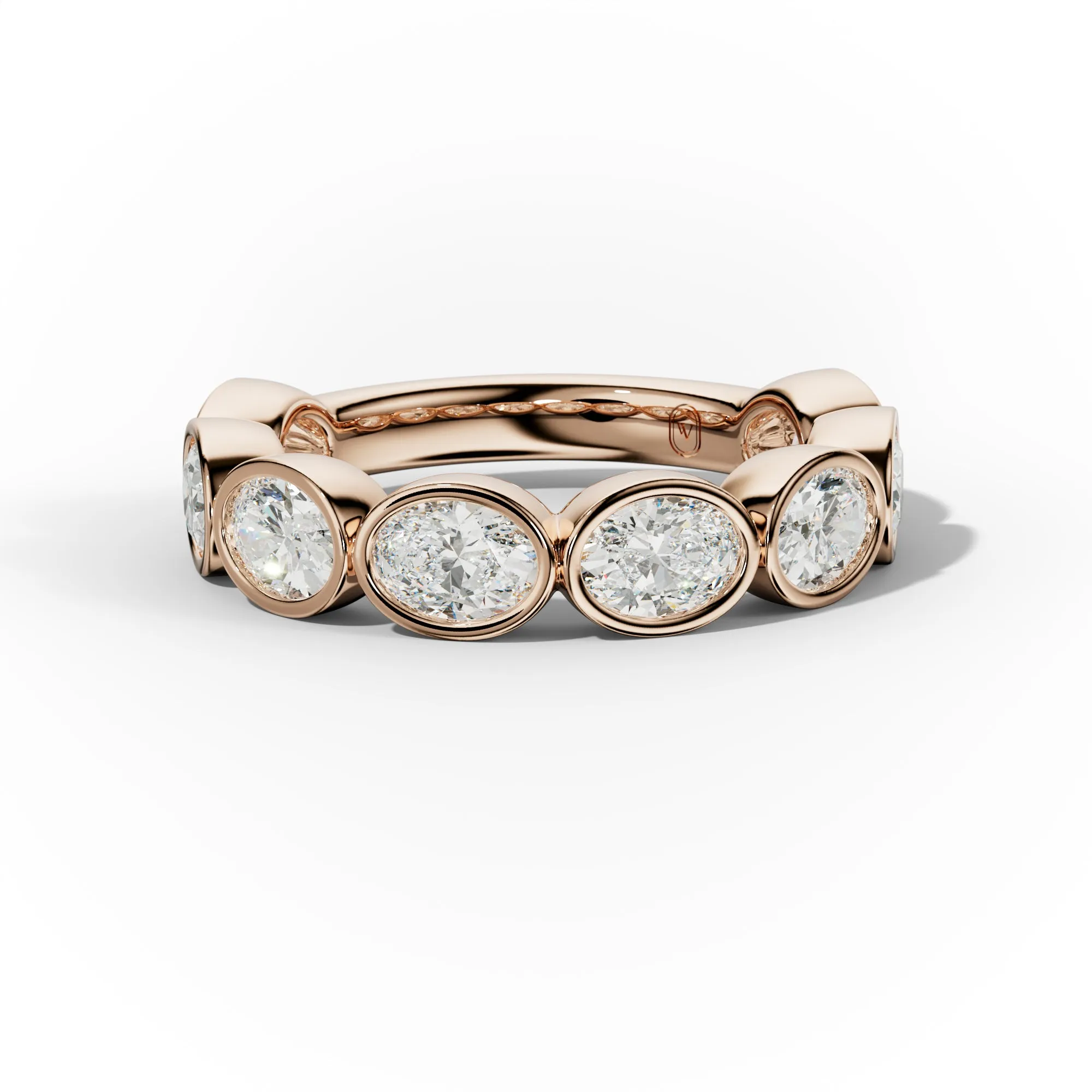 2.0 Carat East West Oval Cut Bezel Set Diamond Anniversary Band