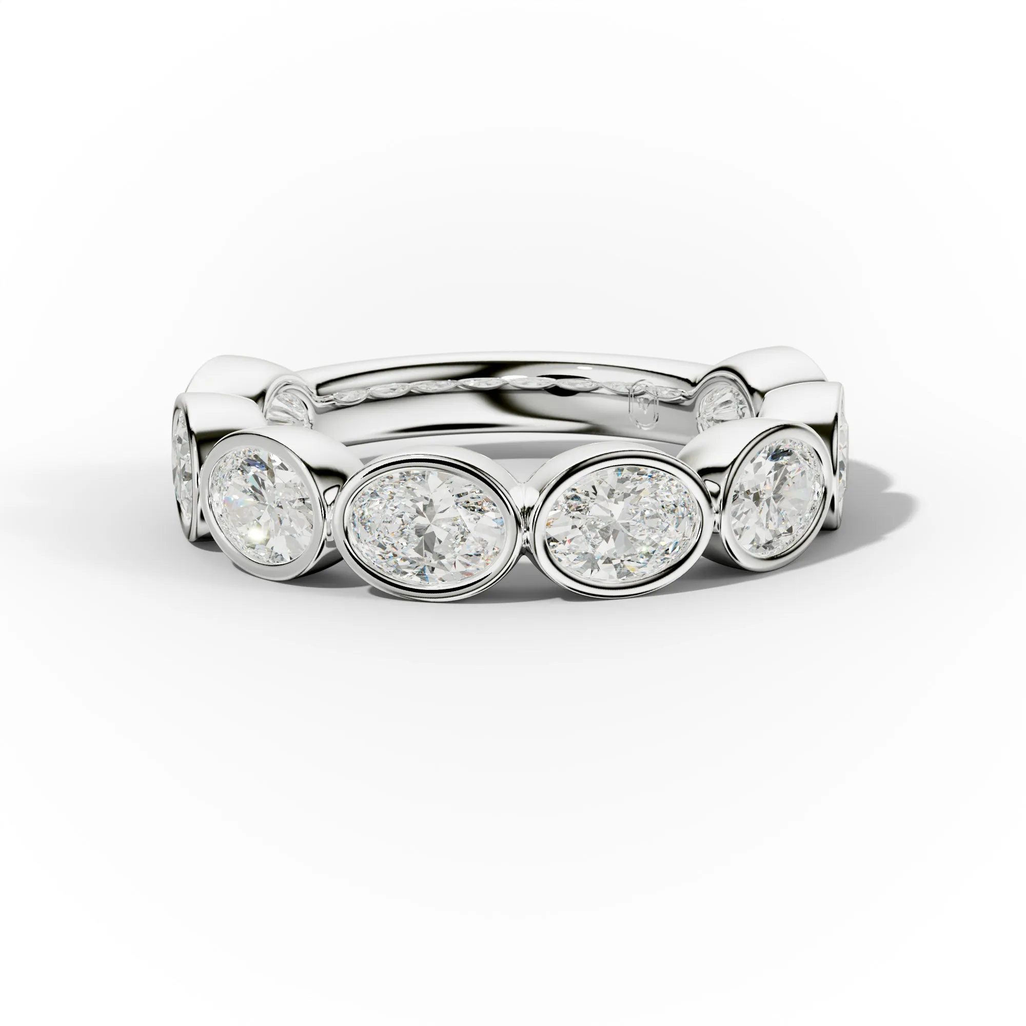 2.0 Carat East West Oval Cut Bezel Set Diamond Anniversary Band