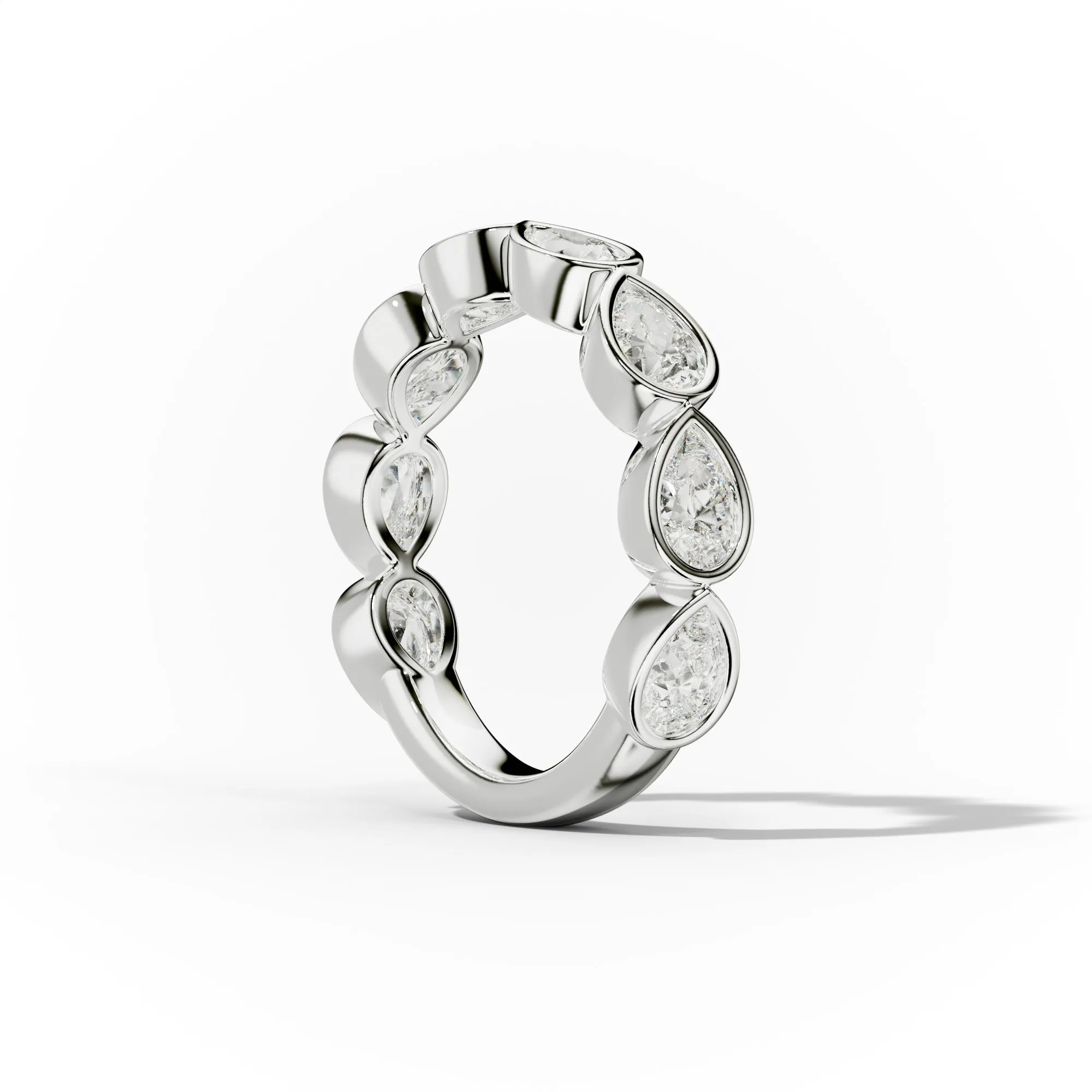2.0 Carat East West Pear Cut Bezel Set Diamond Anniversary Band