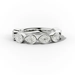 2.0 Carat East West Pear Cut Bezel Set Diamond Anniversary Band