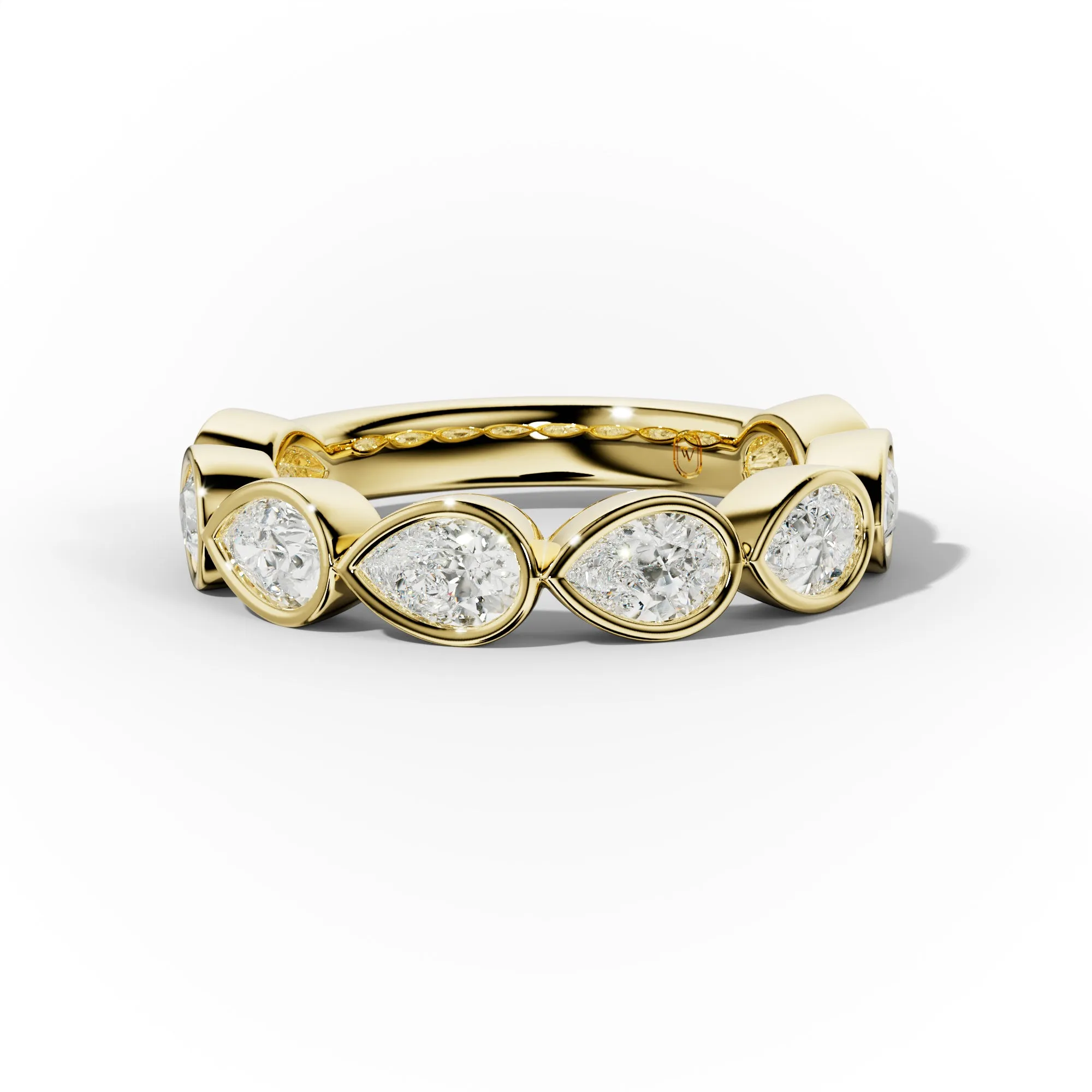 2.0 Carat East West Pear Cut Bezel Set Diamond Anniversary Band
