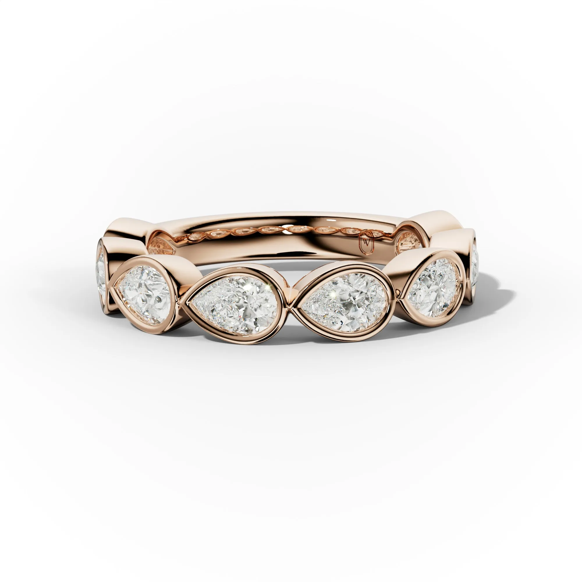 2.0 Carat East West Pear Cut Bezel Set Diamond Anniversary Band
