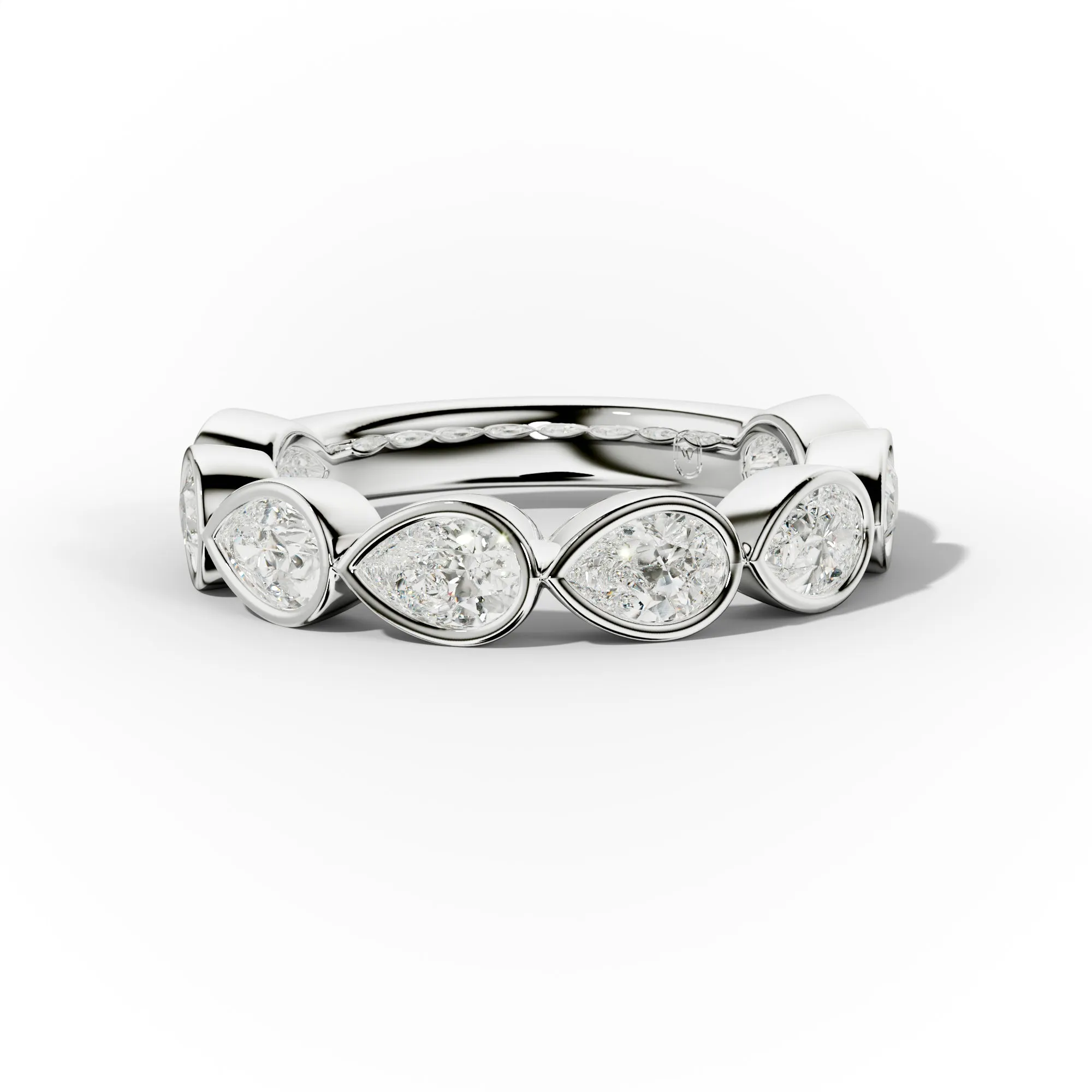 2.0 Carat East West Pear Cut Bezel Set Diamond Anniversary Band