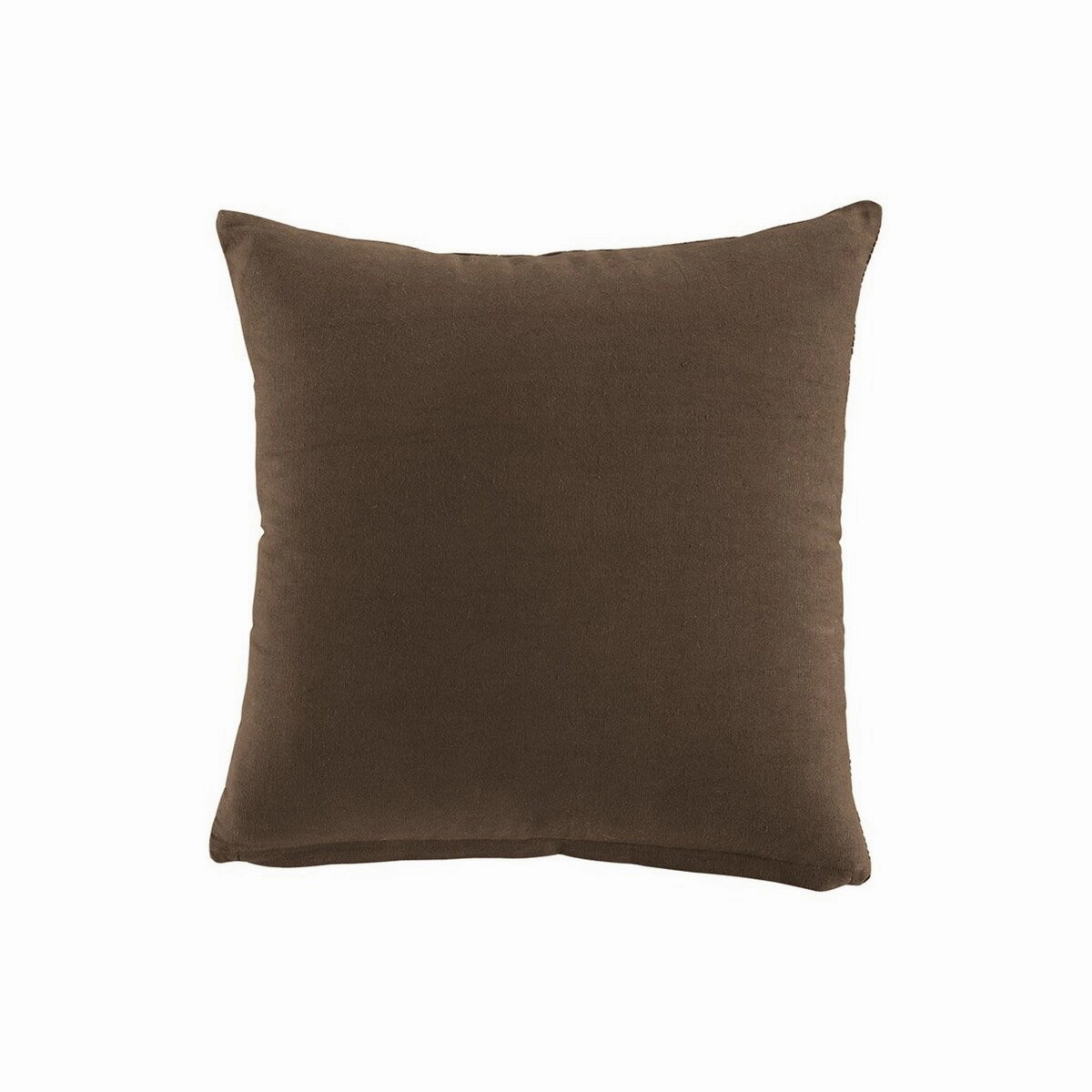 20 x 20 Cotton Accent Pillow with Embroidered Grid Design, Set of 4, Brown