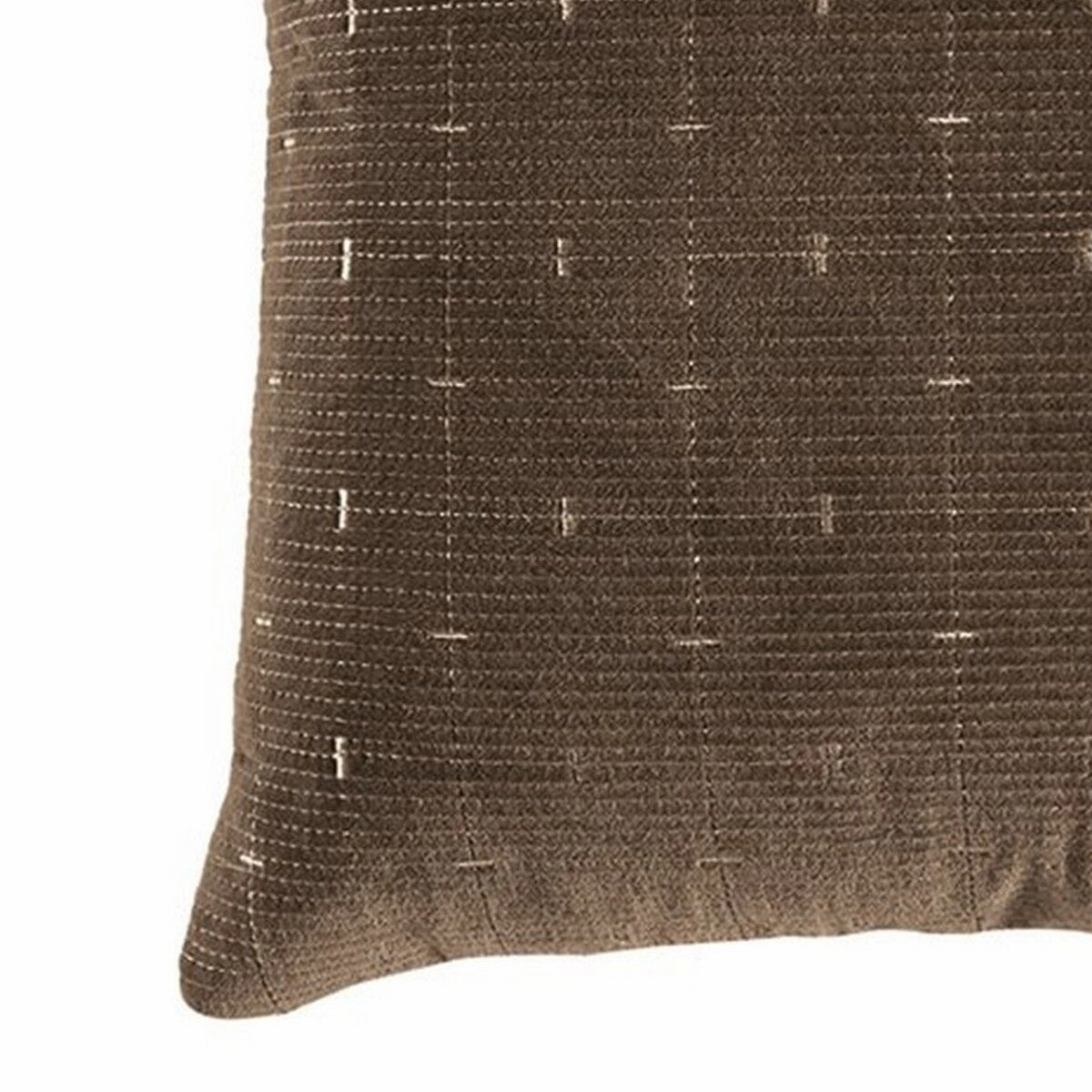 20 x 20 Cotton Accent Pillow with Embroidered Grid Design, Set of 4, Brown
