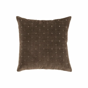 20 x 20 Cotton Accent Pillow with Embroidered Grid Design, Set of 4, Brown pillows,bed pillow,sleeping cushion