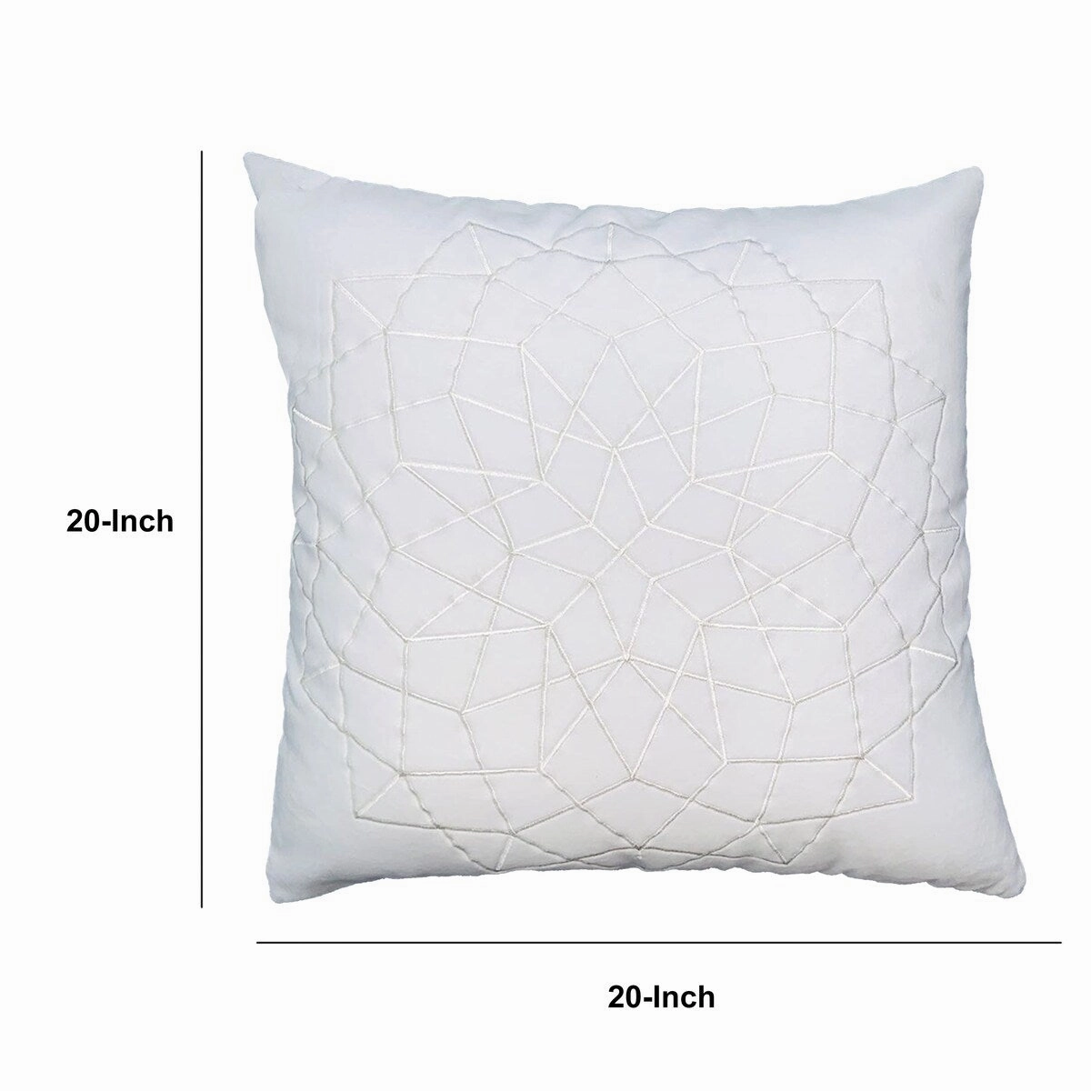 20 x 20 inch Square Accent Throw Pillows, 2-Piece Cotton Cushion with Embroidered Geometric Pattern