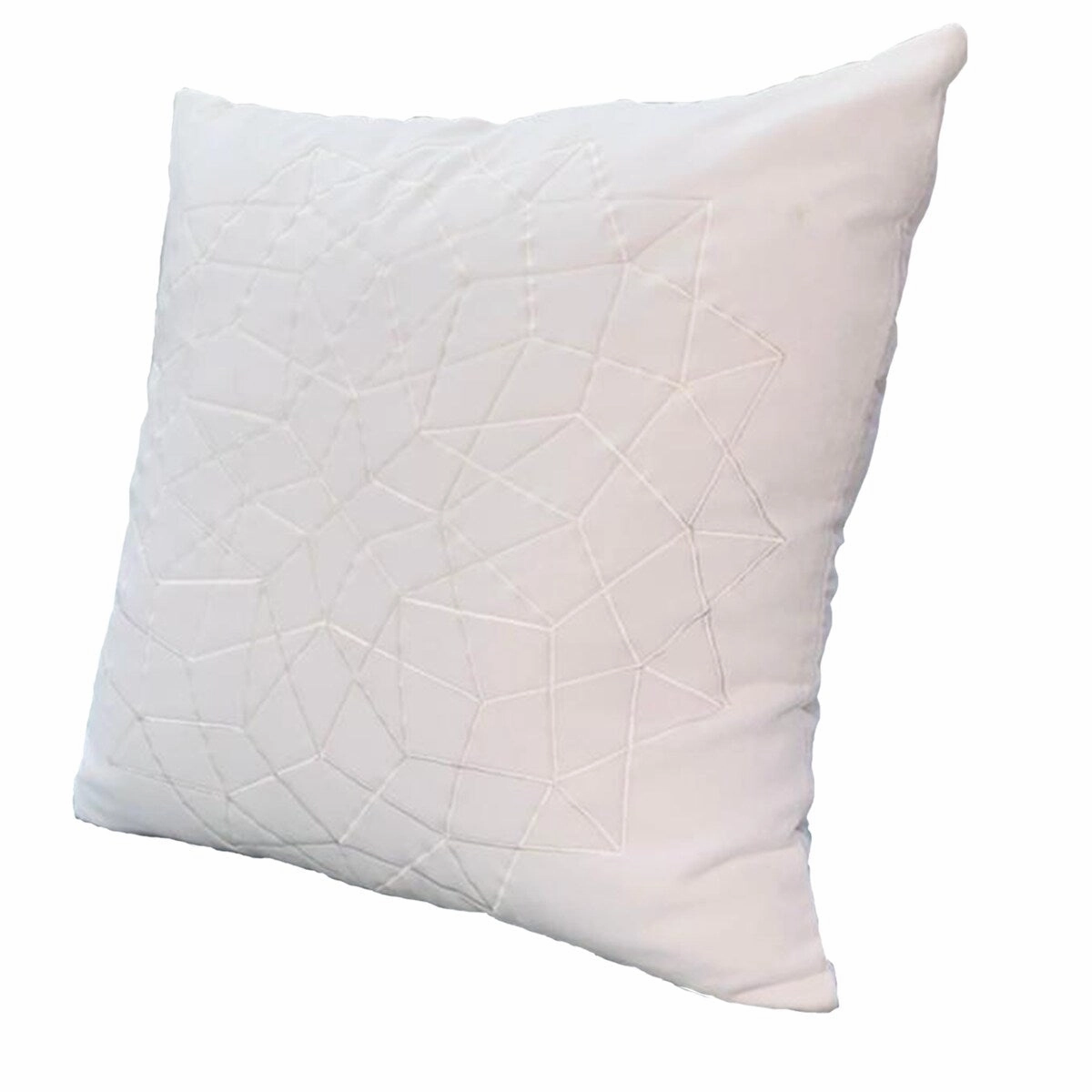 20 x 20 inch Square Accent Throw Pillows, 2-Piece Cotton Cushion with Embroidered Geometric Pattern